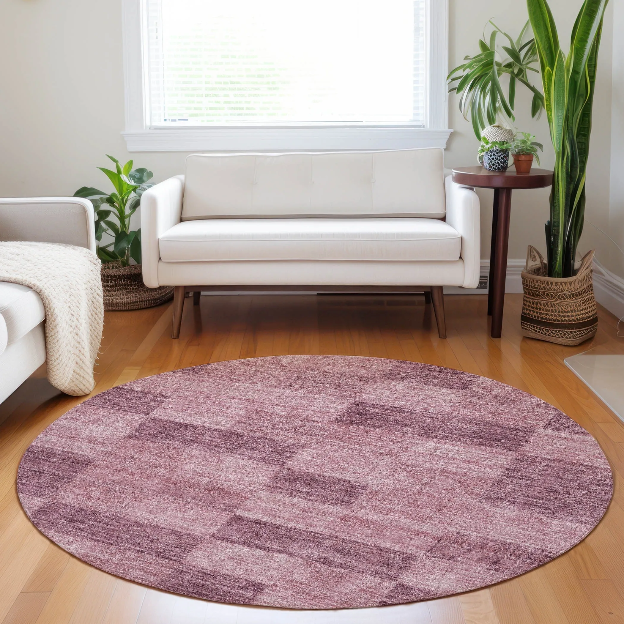 Machine Washable Indoor/ Outdoor Checker Chantille Rug