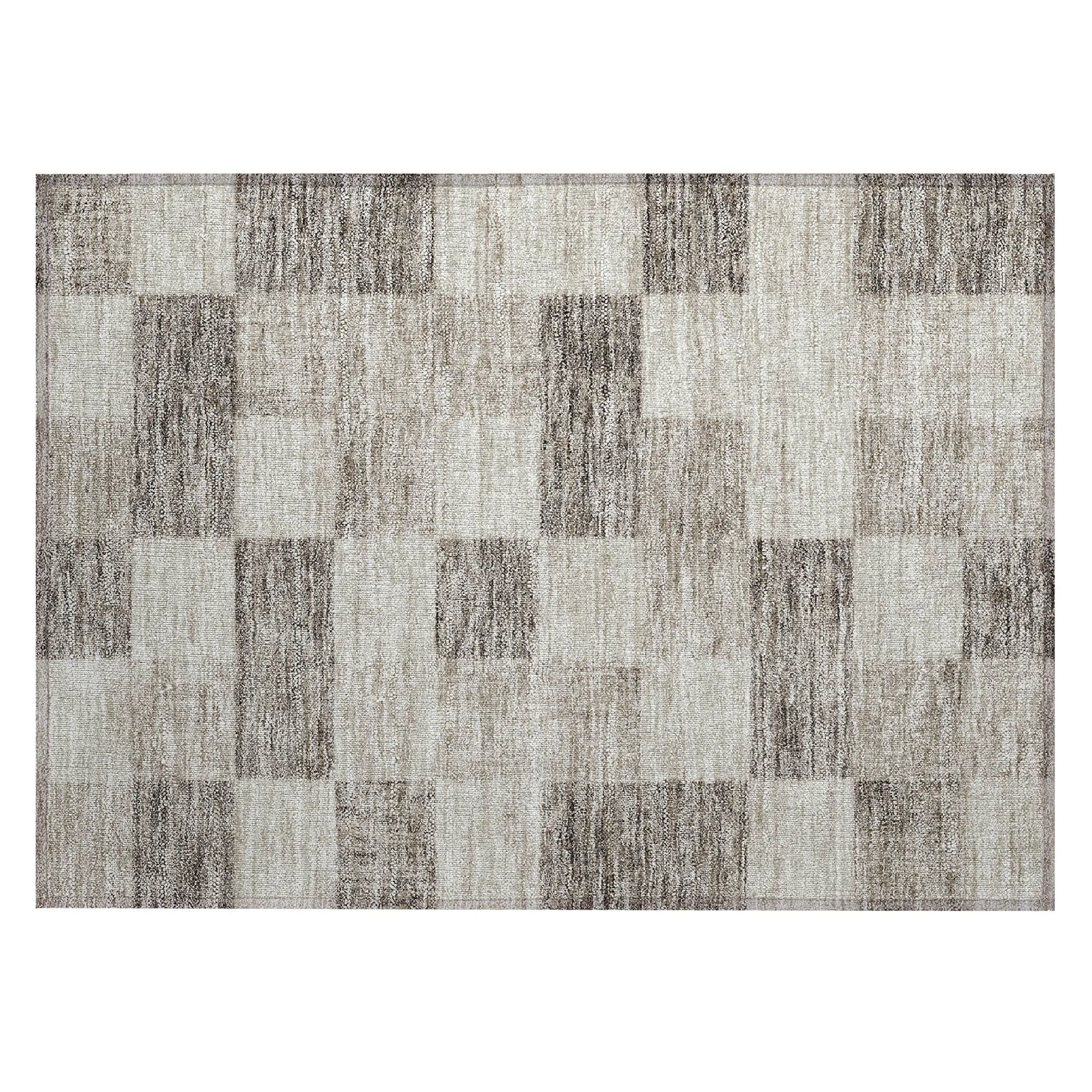 Machine Washable Indoor/ Outdoor Checker Chantille Rug