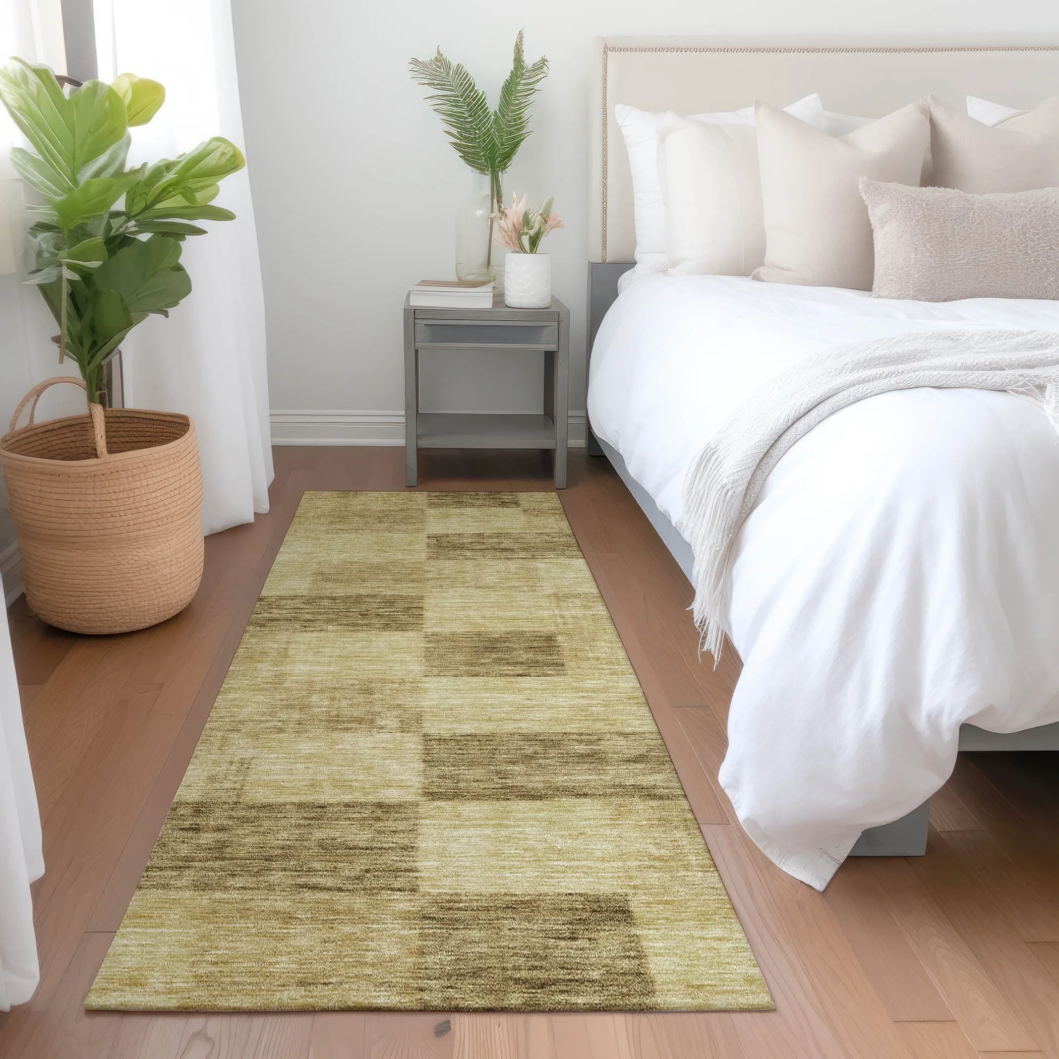 Machine Washable Indoor/ Outdoor Checker Chantille Rug