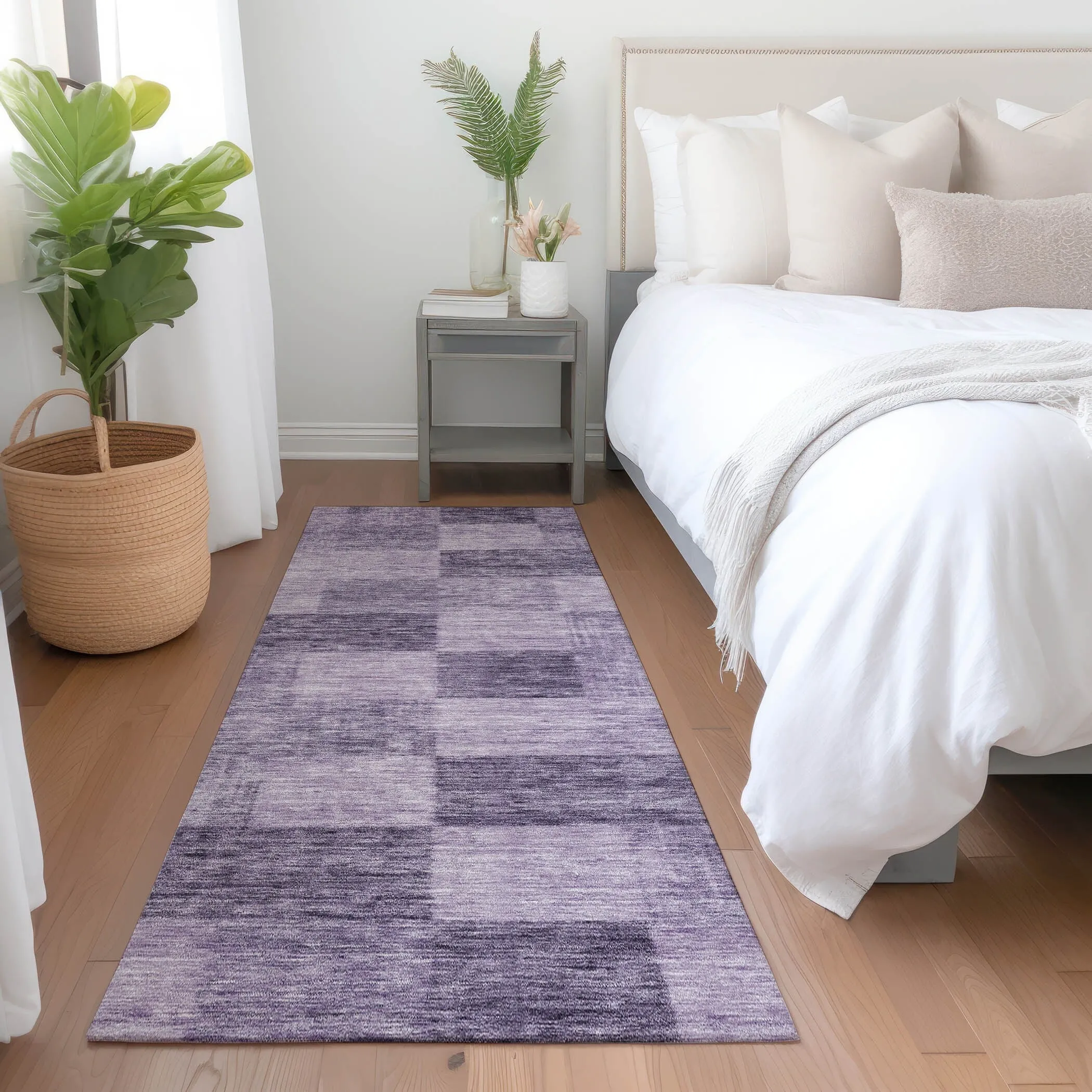 Machine Washable Indoor/ Outdoor Checker Chantille Rug
