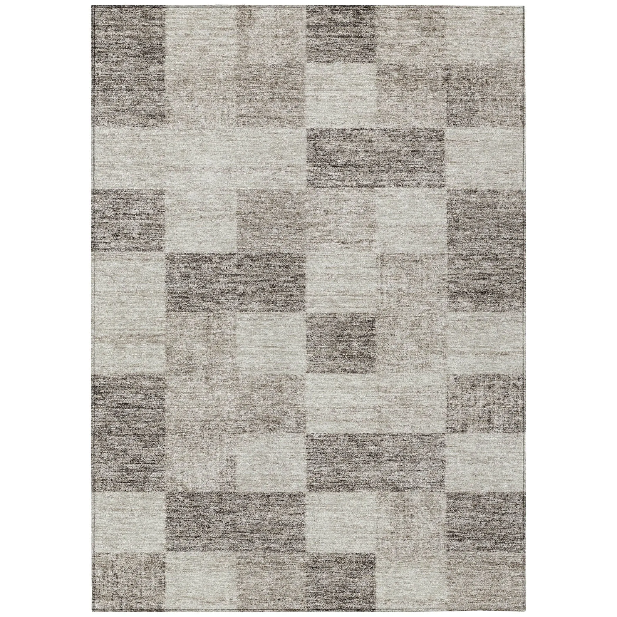 Machine Washable Indoor/ Outdoor Checker Chantille Rug