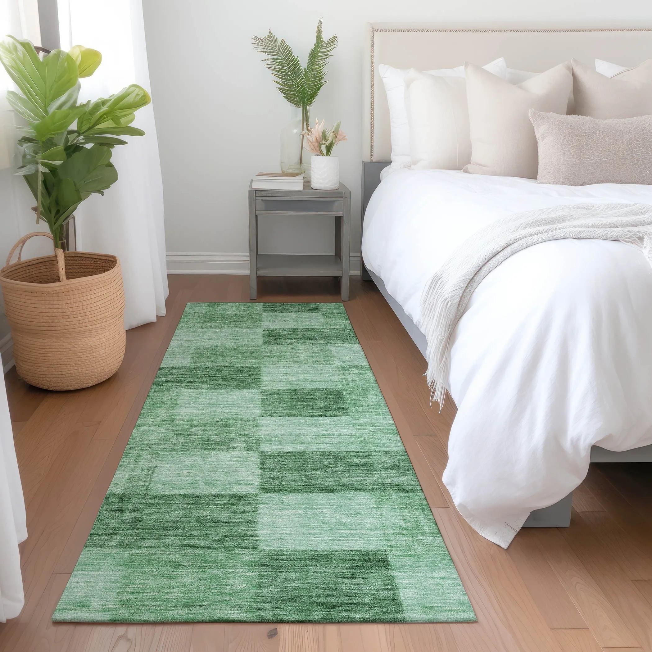 Machine Washable Indoor/ Outdoor Checker Chantille Rug