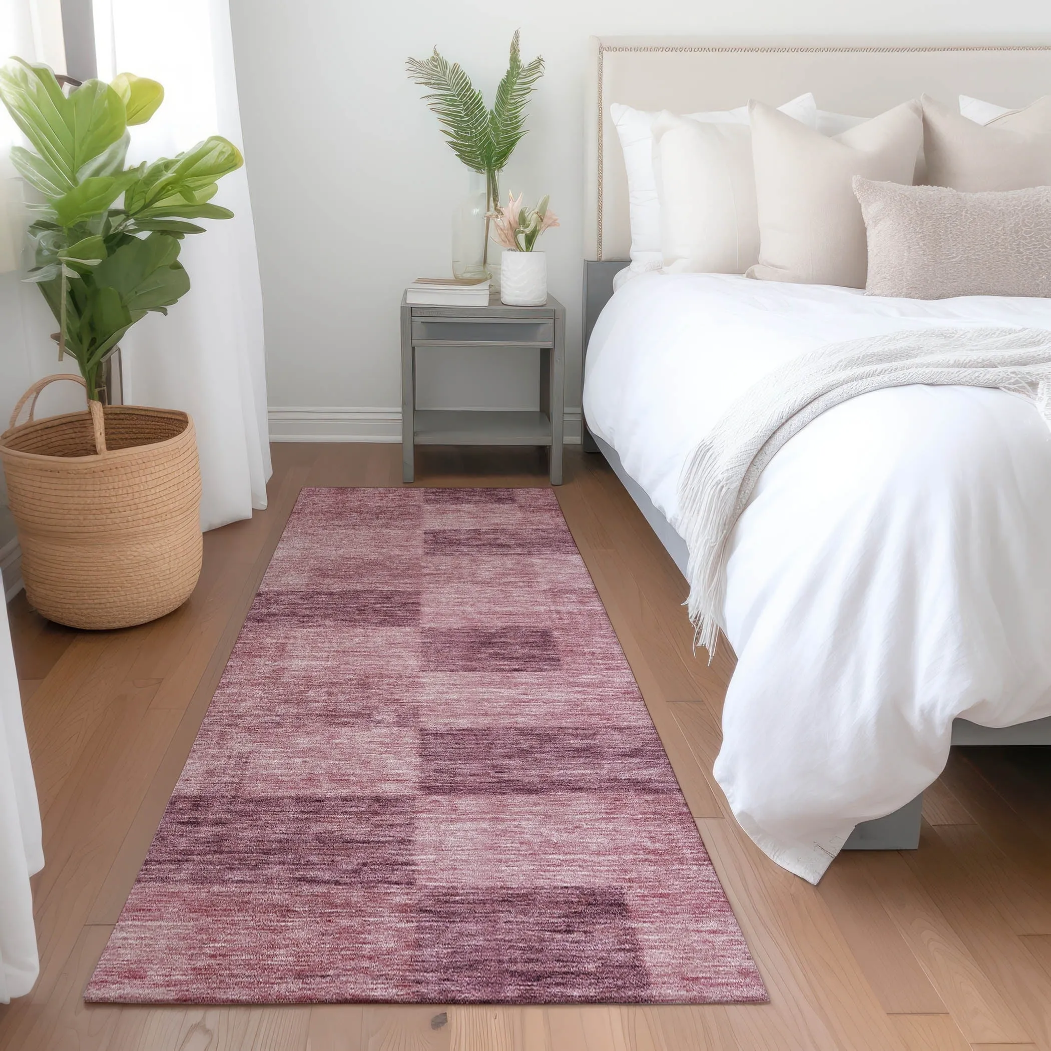 Machine Washable Indoor/ Outdoor Checker Chantille Rug