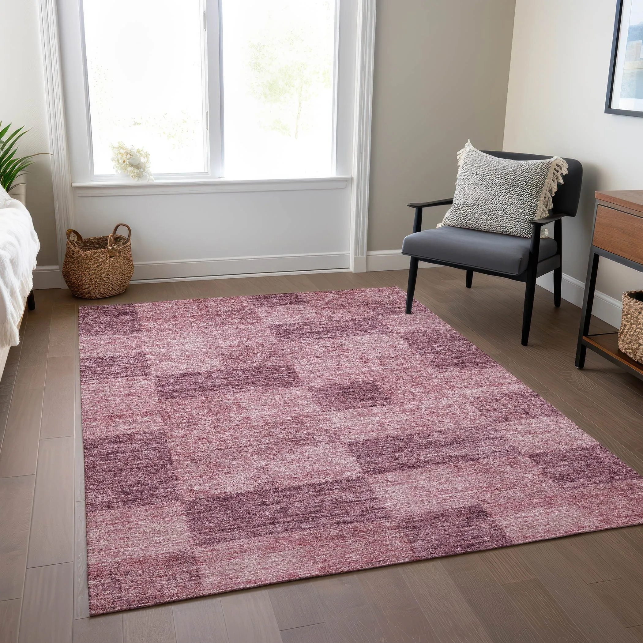 Machine Washable Indoor/ Outdoor Checker Chantille Rug
