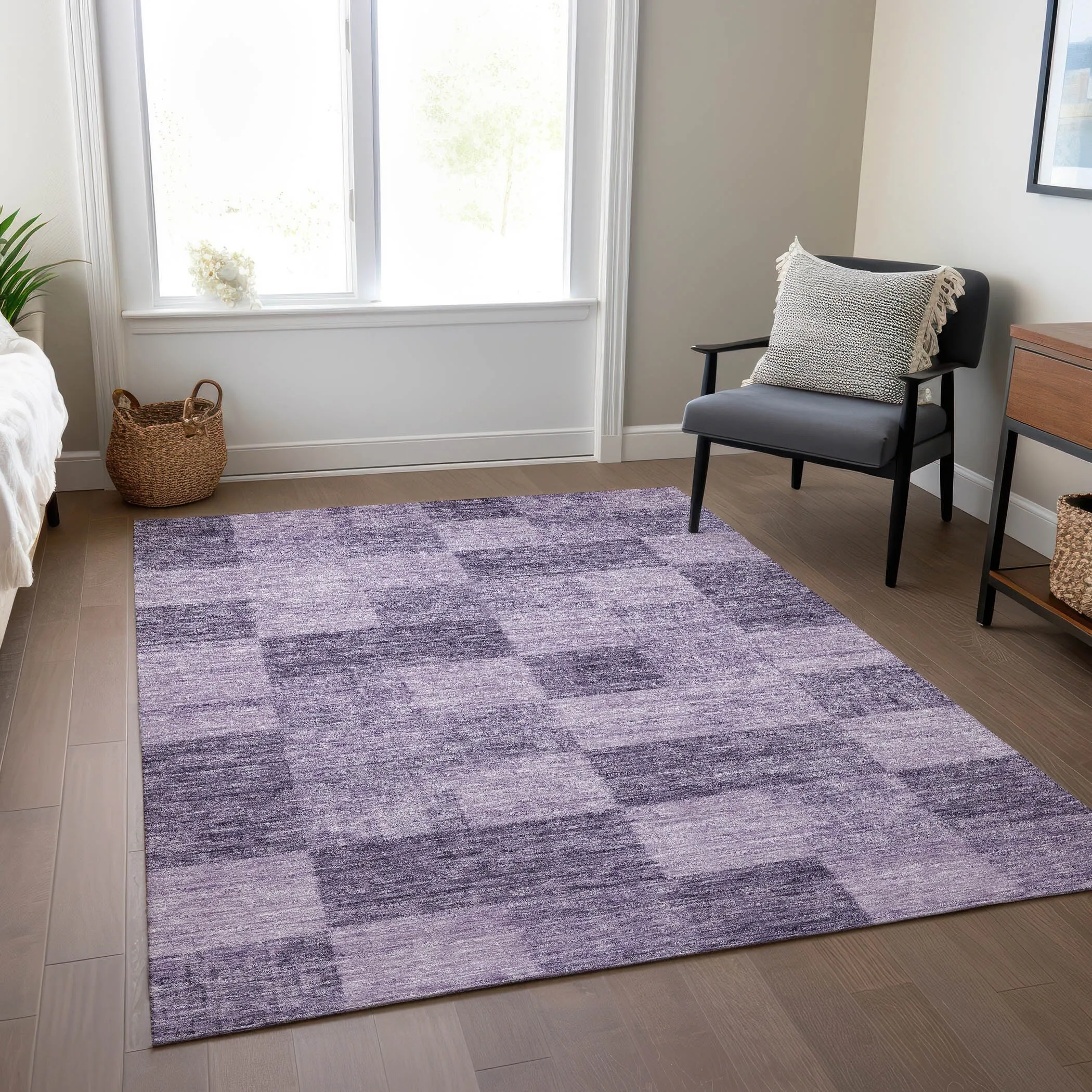 Machine Washable Indoor/ Outdoor Checker Chantille Rug