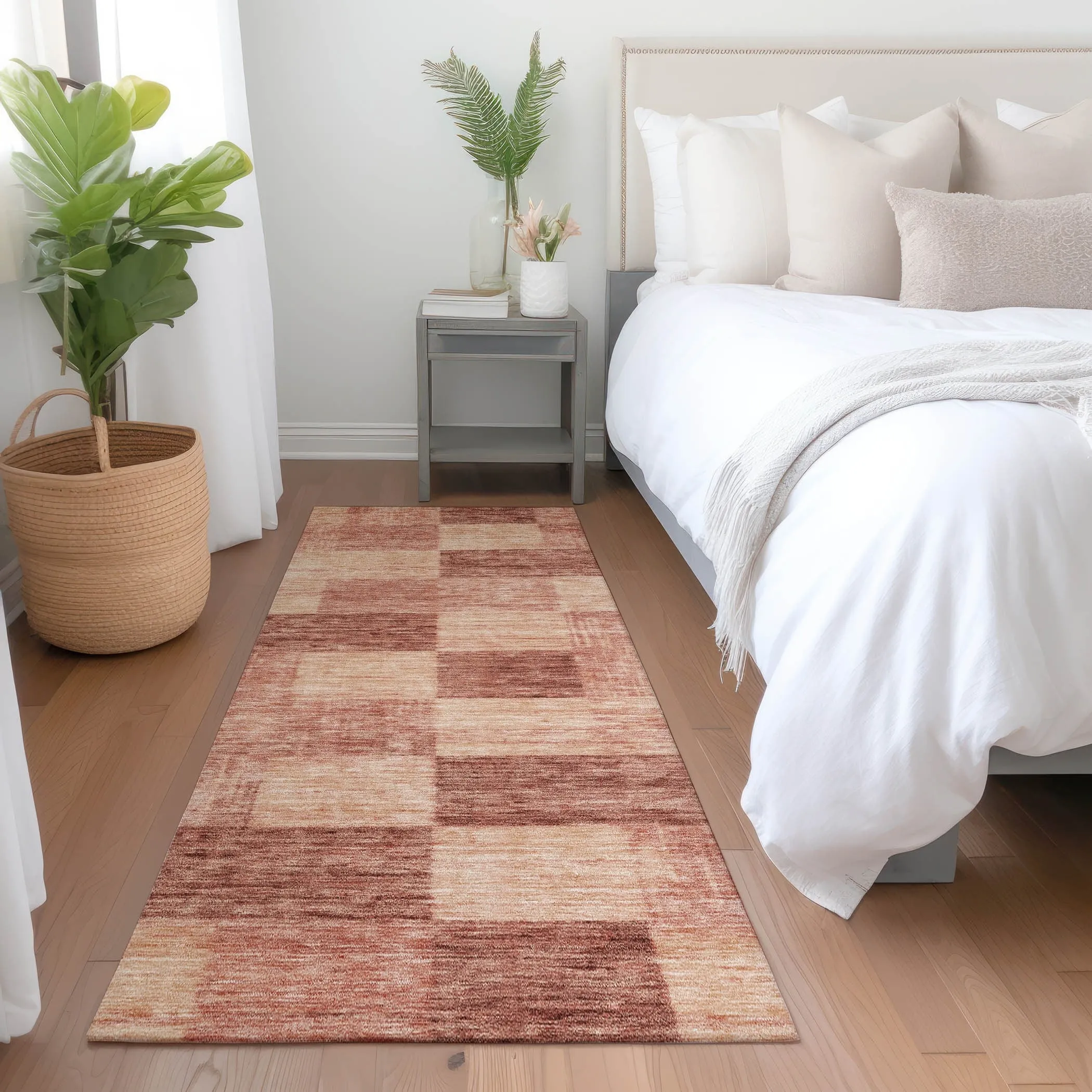 Machine Washable Indoor/ Outdoor Checker Chantille Rug