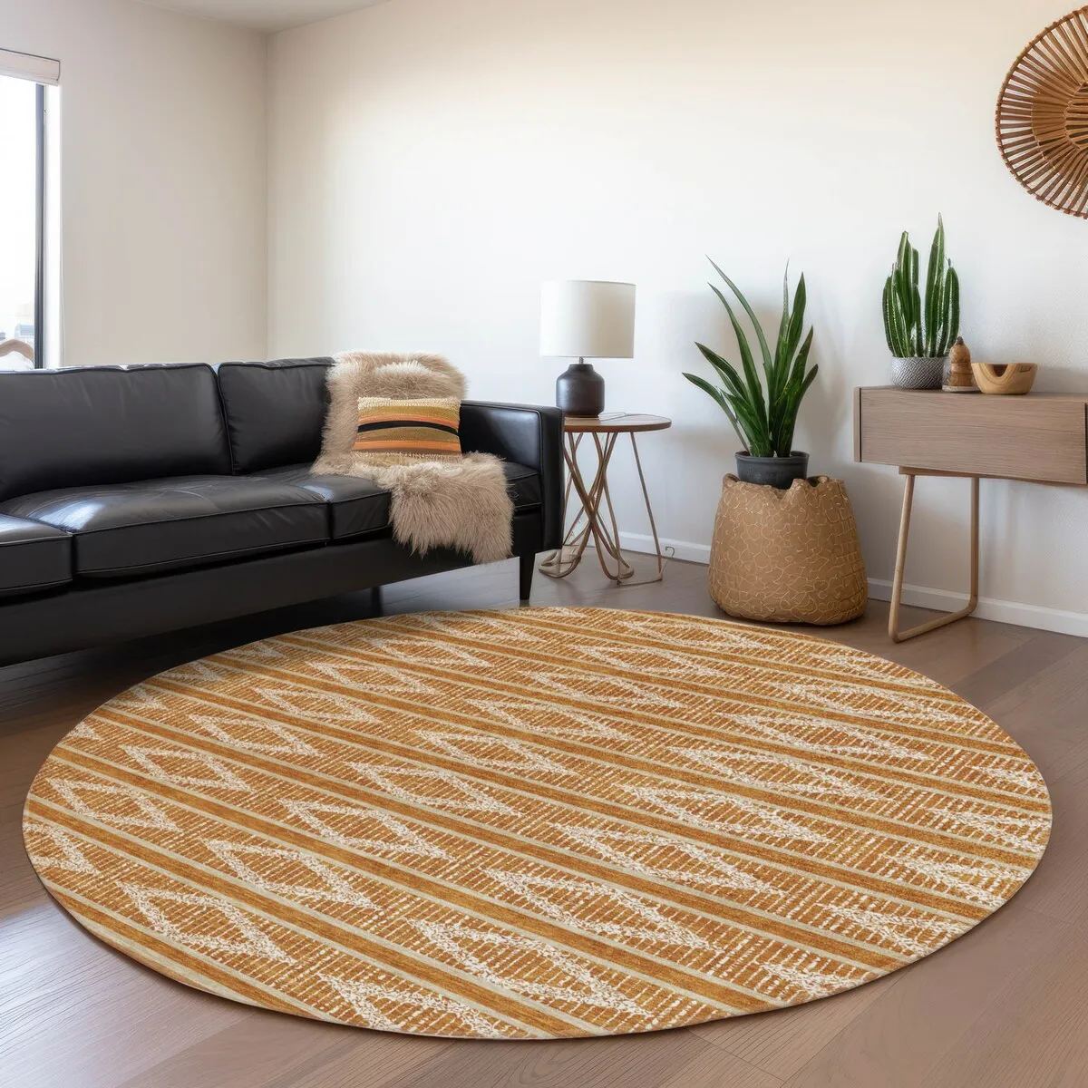 Machine Washable Indoor/ Outdoor Diamond Stripe Chantille Rug