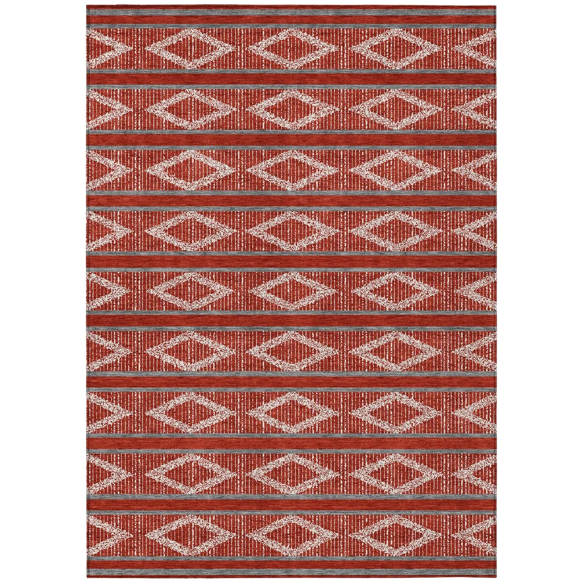 Machine Washable Indoor/ Outdoor Diamond Stripe Chantille Rug