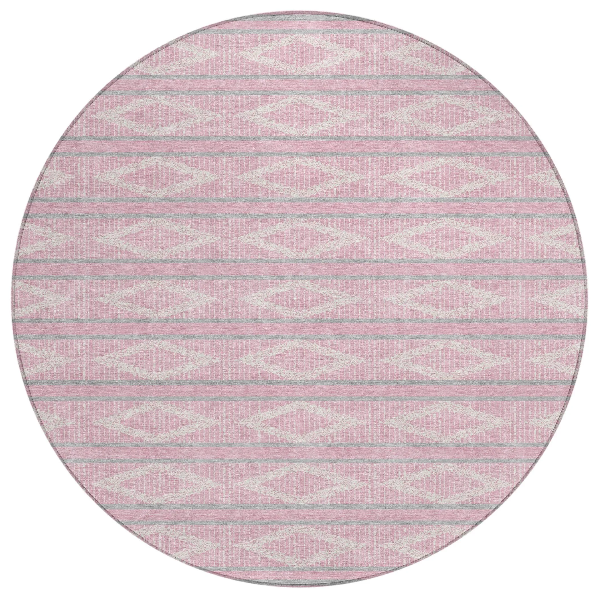 Machine Washable Indoor/ Outdoor Diamond Stripe Chantille Rug