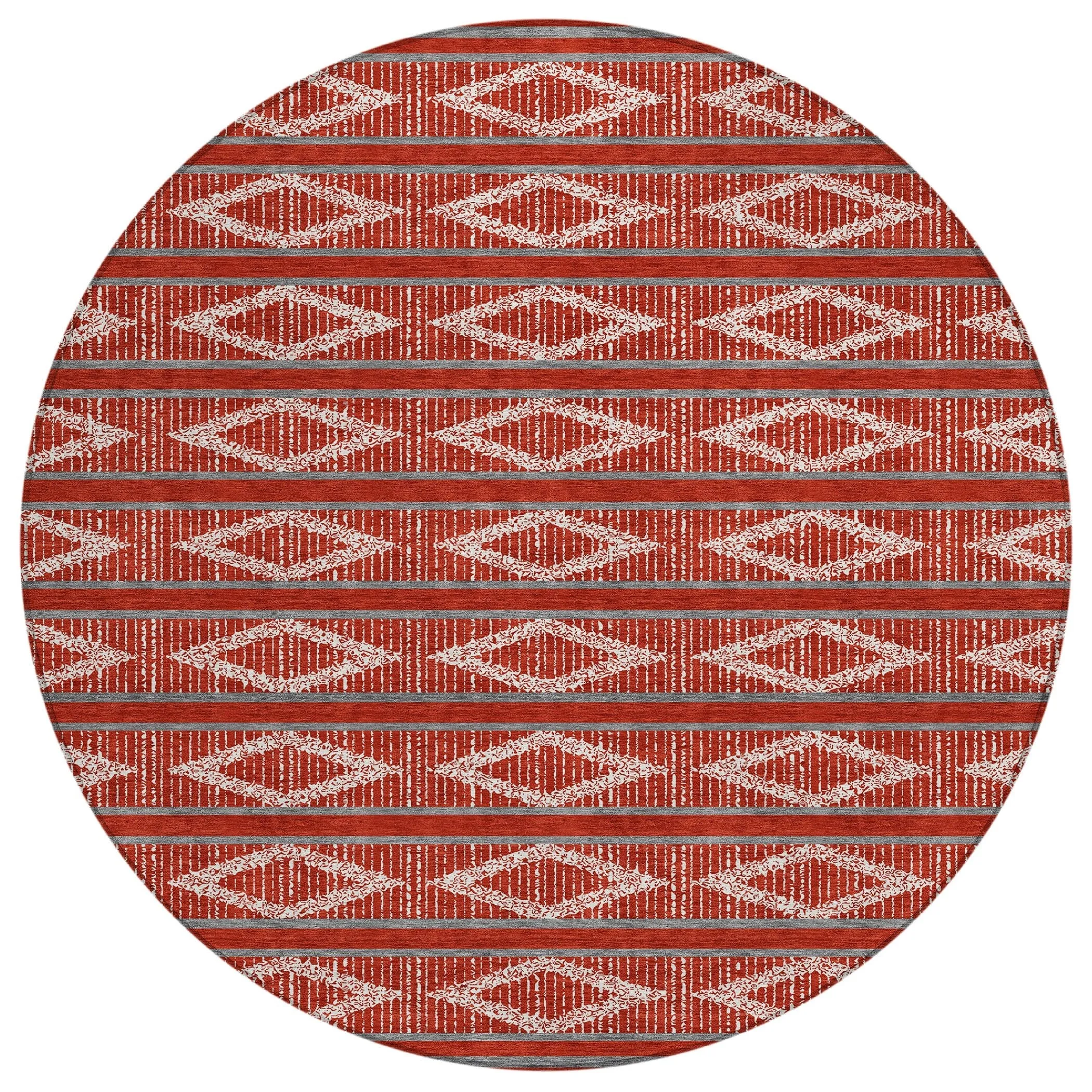 Machine Washable Indoor/ Outdoor Diamond Stripe Chantille Rug