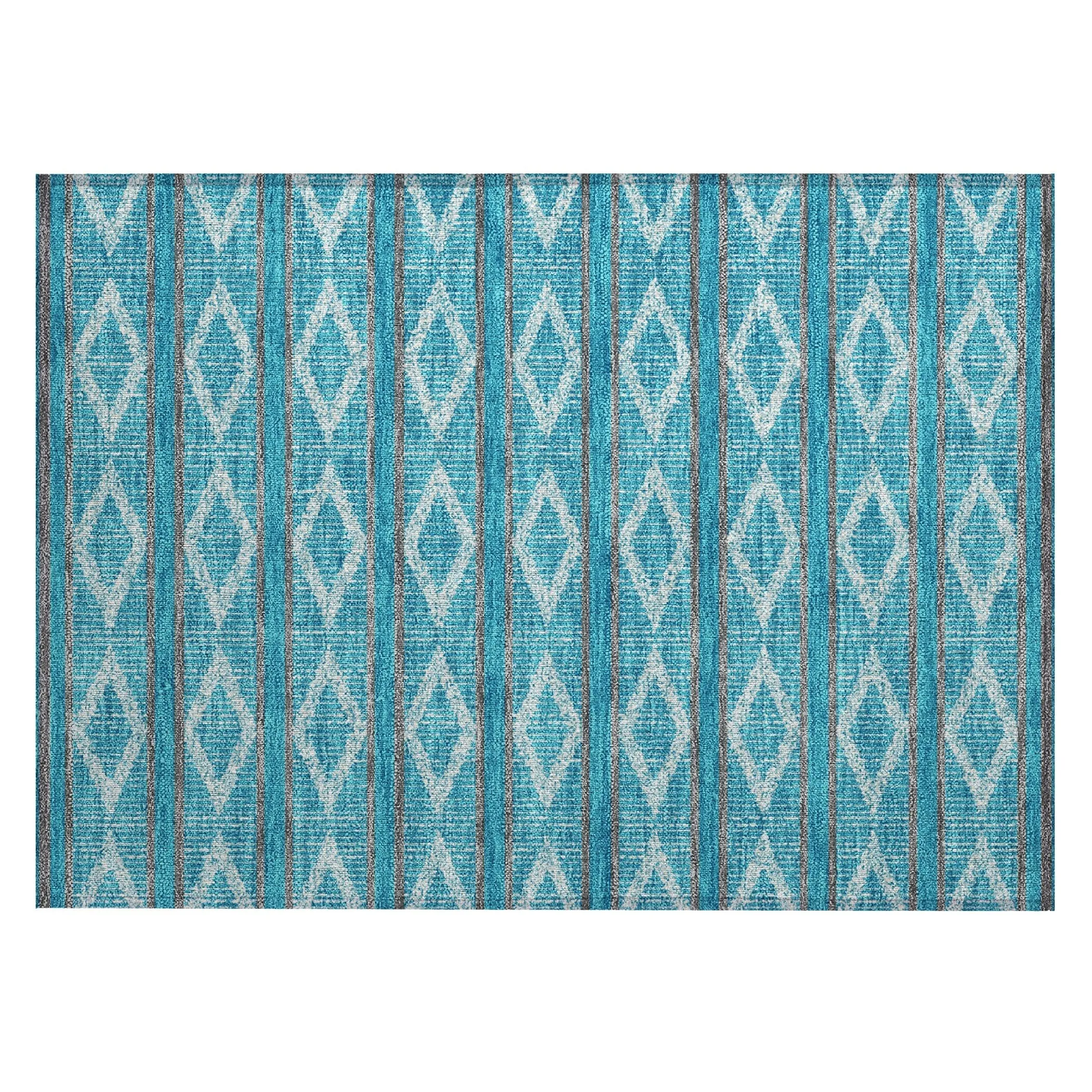 Machine Washable Indoor/ Outdoor Diamond Stripe Chantille Rug