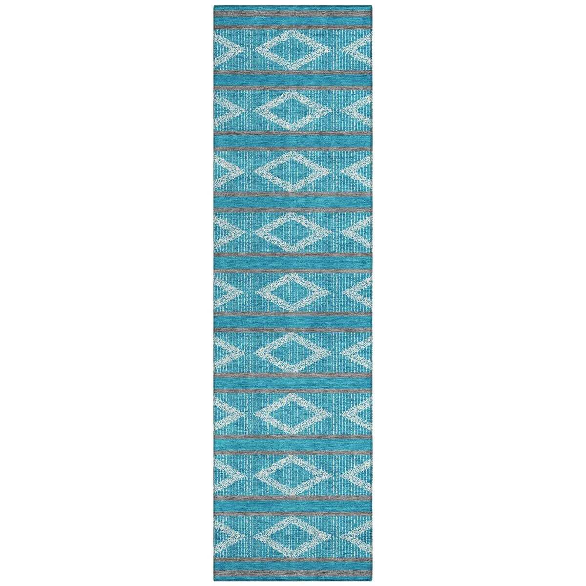 Machine Washable Indoor/ Outdoor Diamond Stripe Chantille Rug