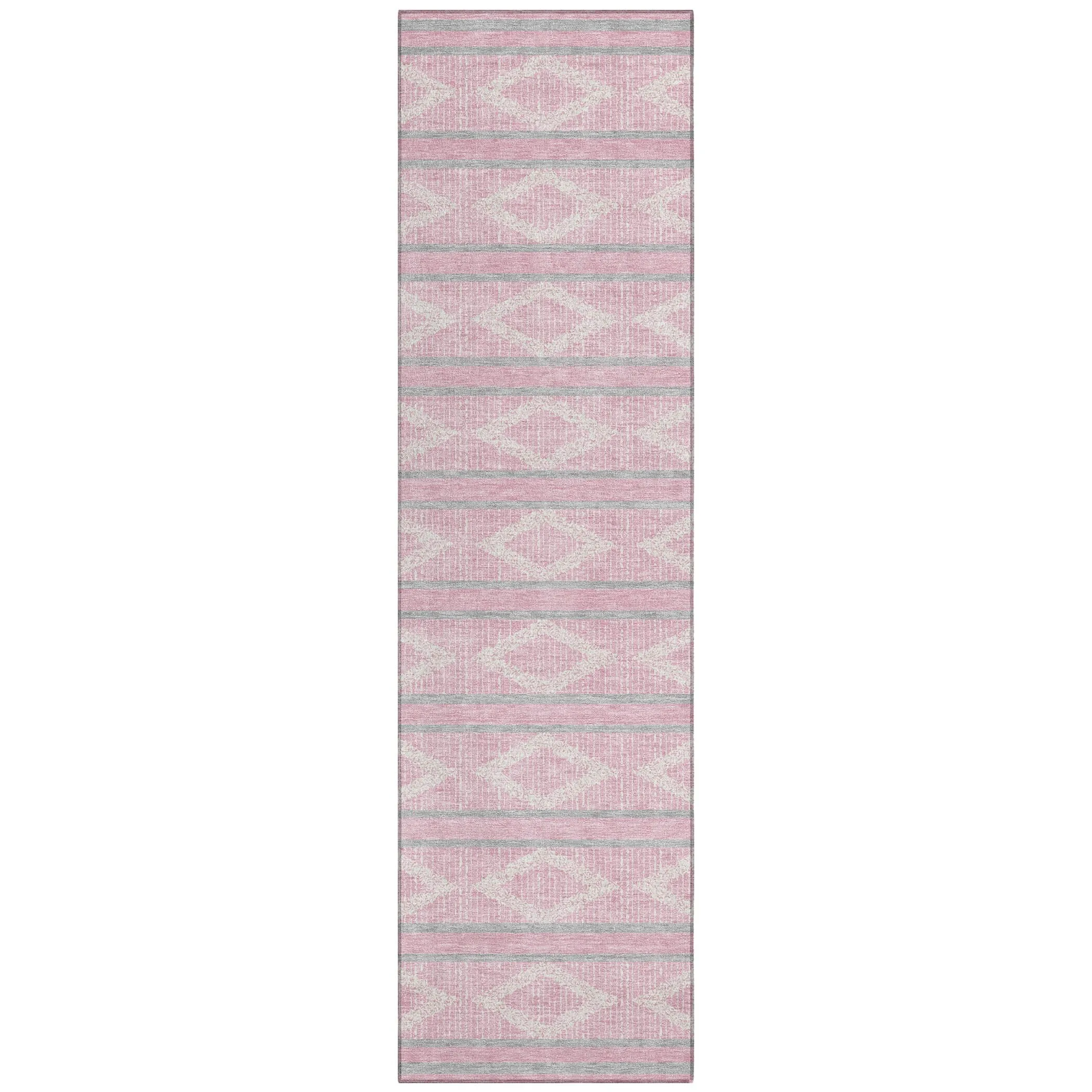 Machine Washable Indoor/ Outdoor Diamond Stripe Chantille Rug