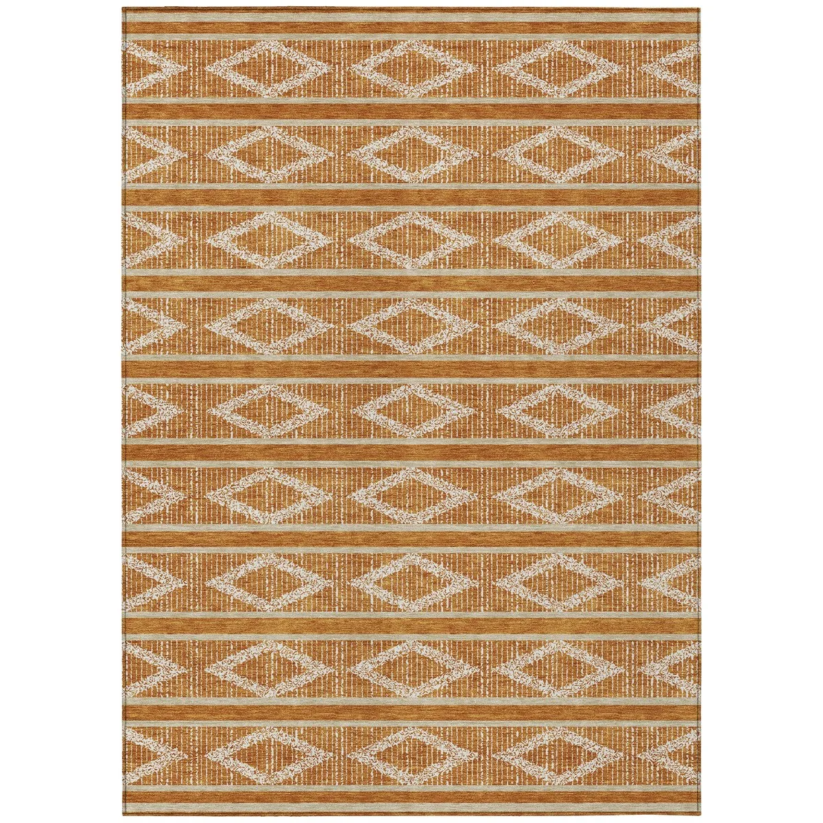 Machine Washable Indoor/ Outdoor Diamond Stripe Chantille Rug