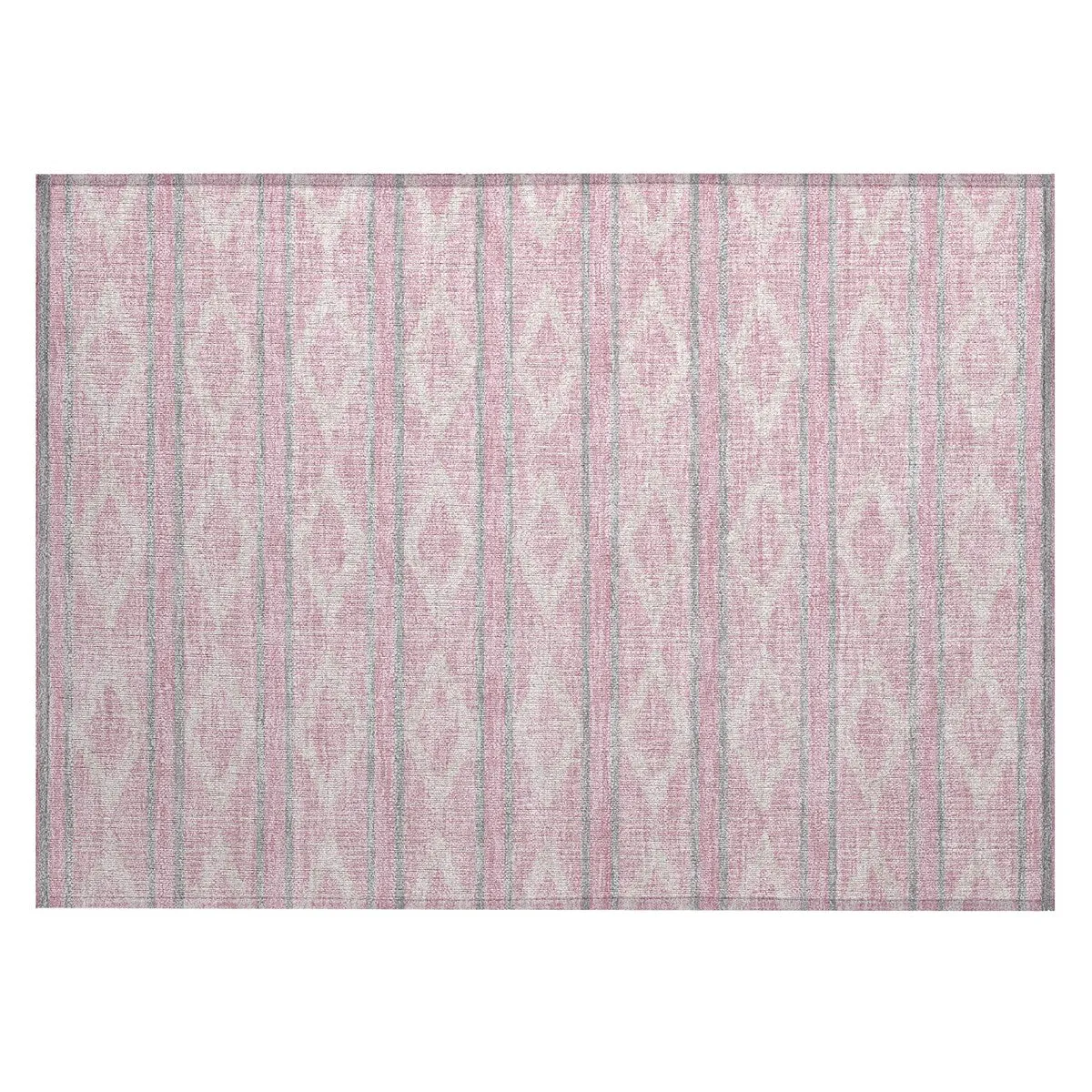 Machine Washable Indoor/ Outdoor Diamond Stripe Chantille Rug