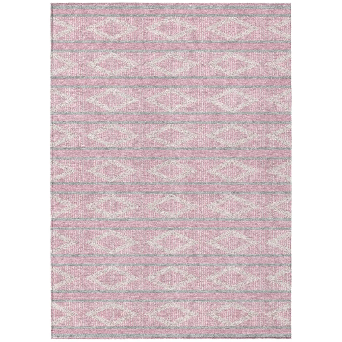 Machine Washable Indoor/ Outdoor Diamond Stripe Chantille Rug