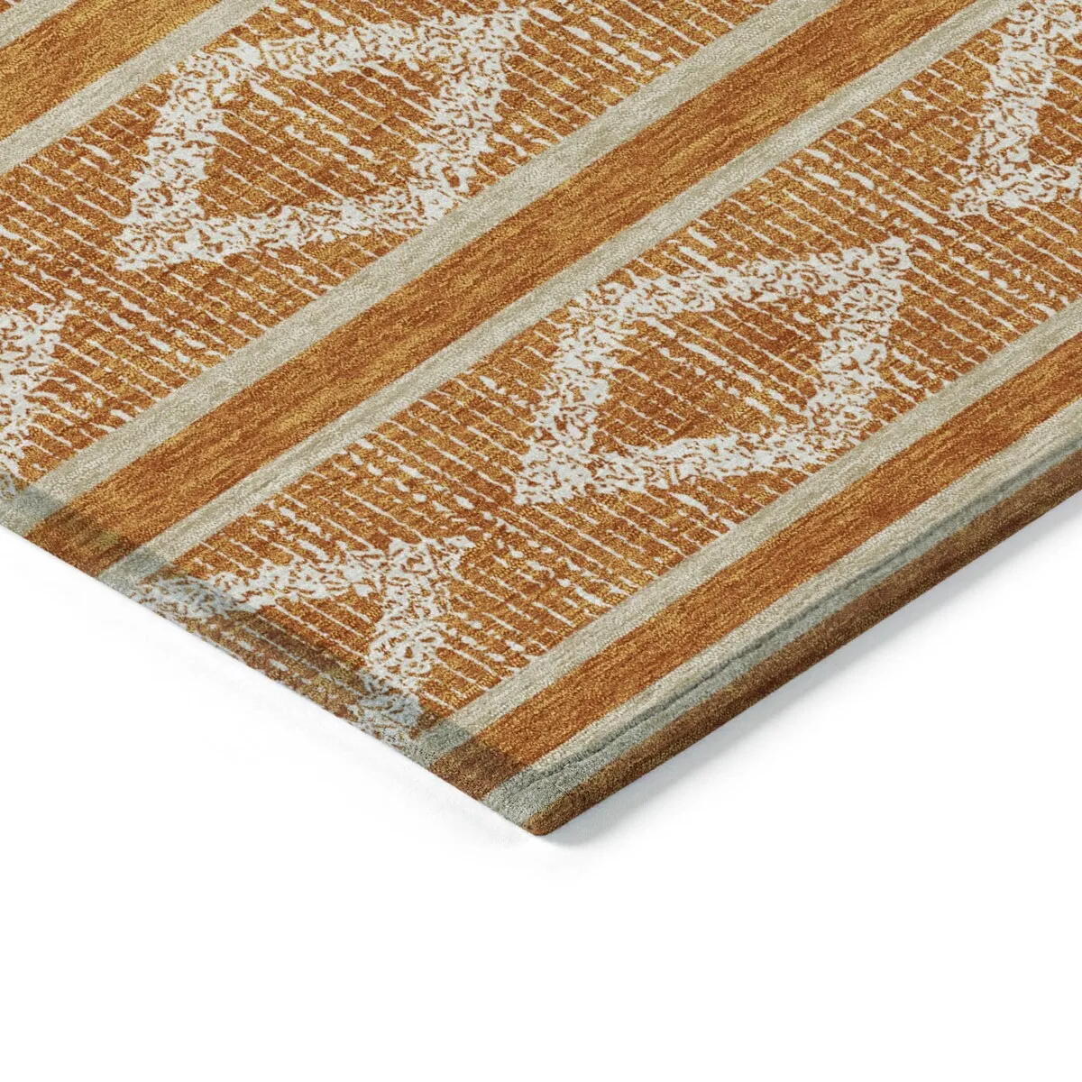 Machine Washable Indoor/ Outdoor Diamond Stripe Chantille Rug