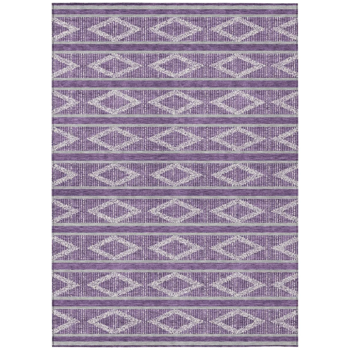 Machine Washable Indoor/ Outdoor Diamond Stripe Chantille Rug