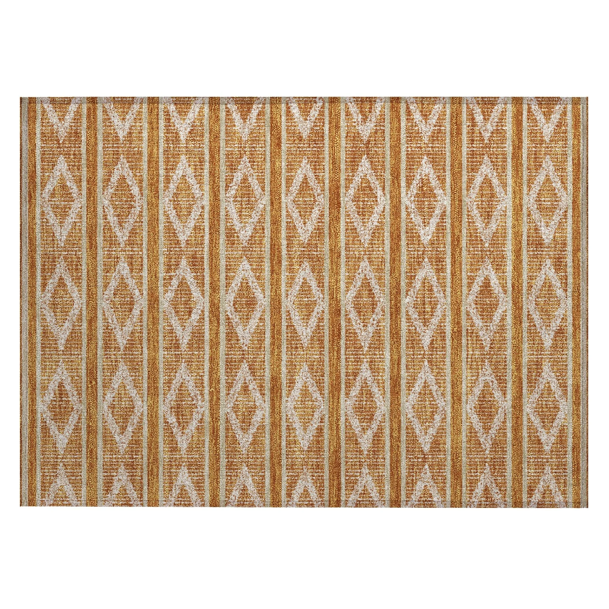 Machine Washable Indoor/ Outdoor Diamond Stripe Chantille Rug