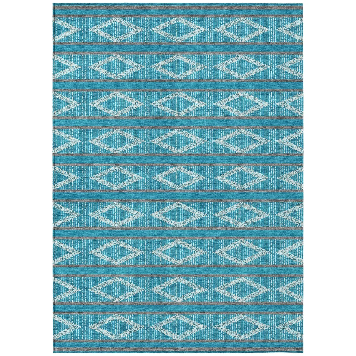 Machine Washable Indoor/ Outdoor Diamond Stripe Chantille Rug
