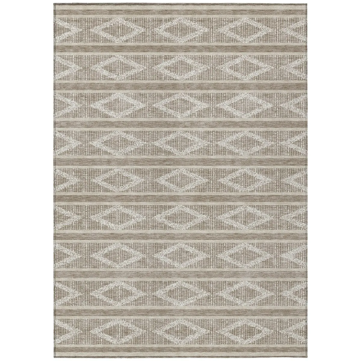 Machine Washable Indoor/ Outdoor Diamond Stripe Chantille Rug