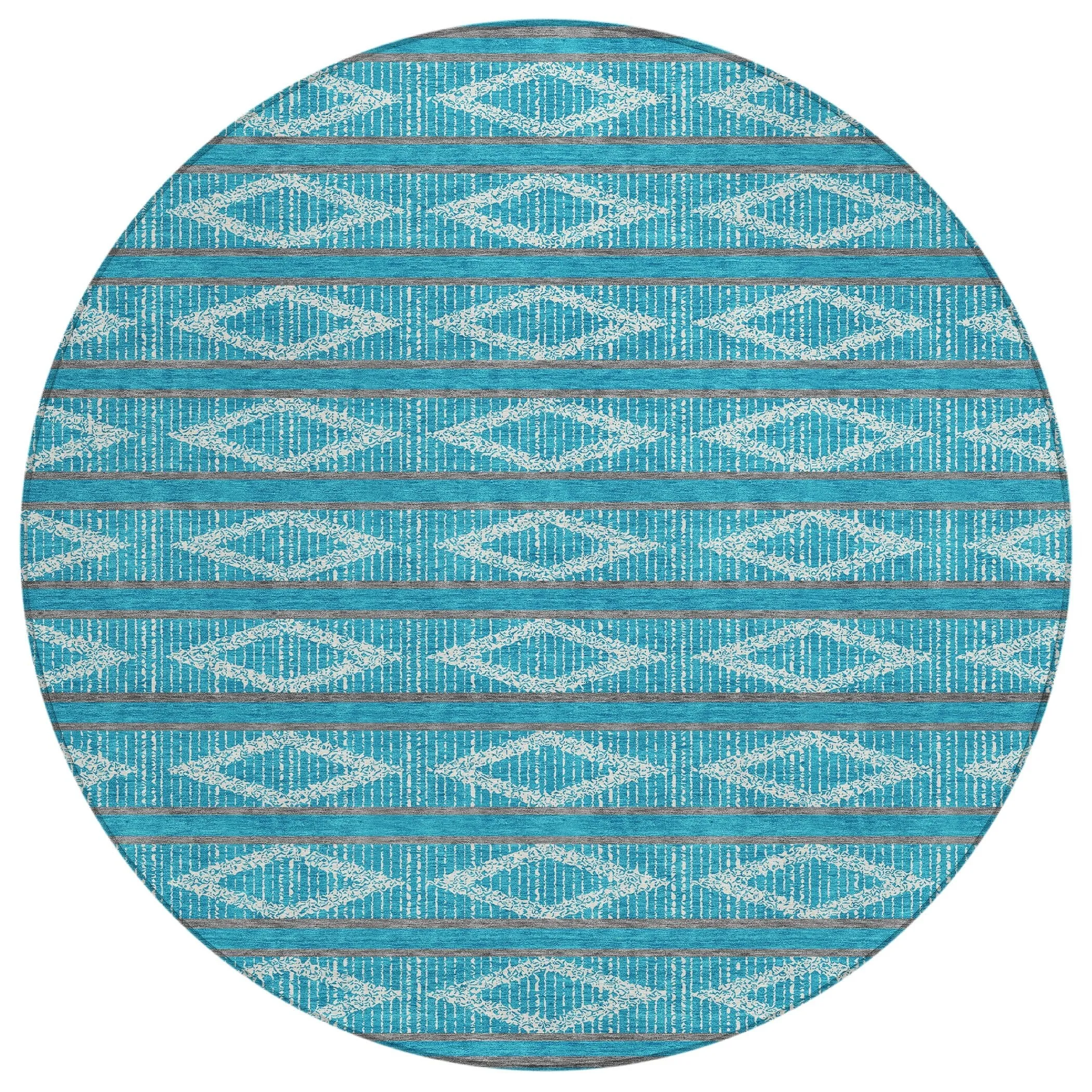Machine Washable Indoor/ Outdoor Diamond Stripe Chantille Rug