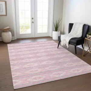 Machine Washable Indoor/ Outdoor Diamond Stripe Chantille Rug