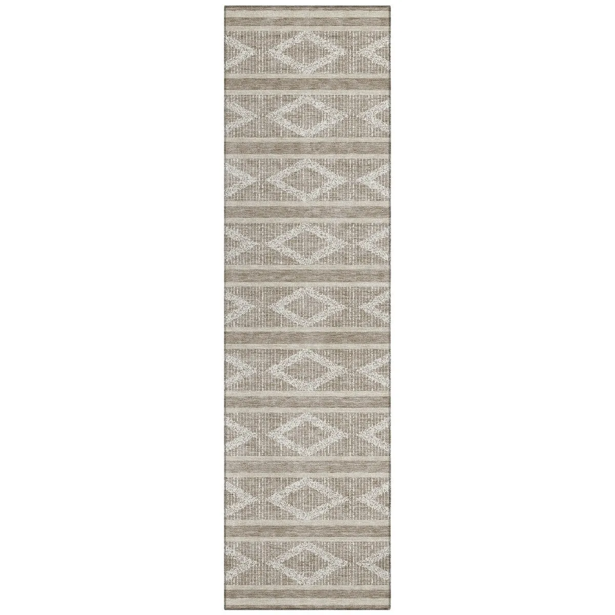 Machine Washable Indoor/ Outdoor Diamond Stripe Chantille Rug