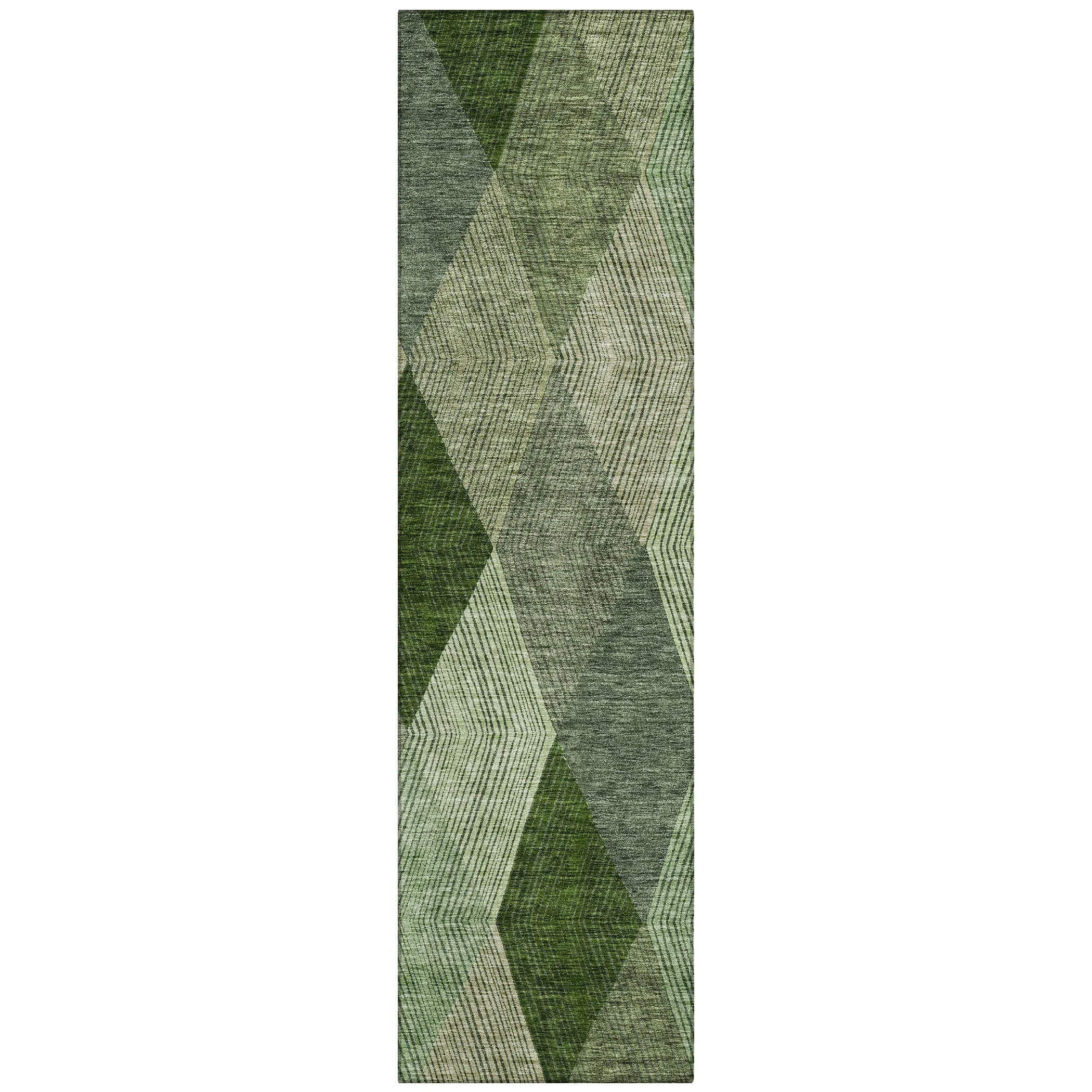 Machine Washable Indoor/ Outdoor Diamond Stripes Chantille Rug