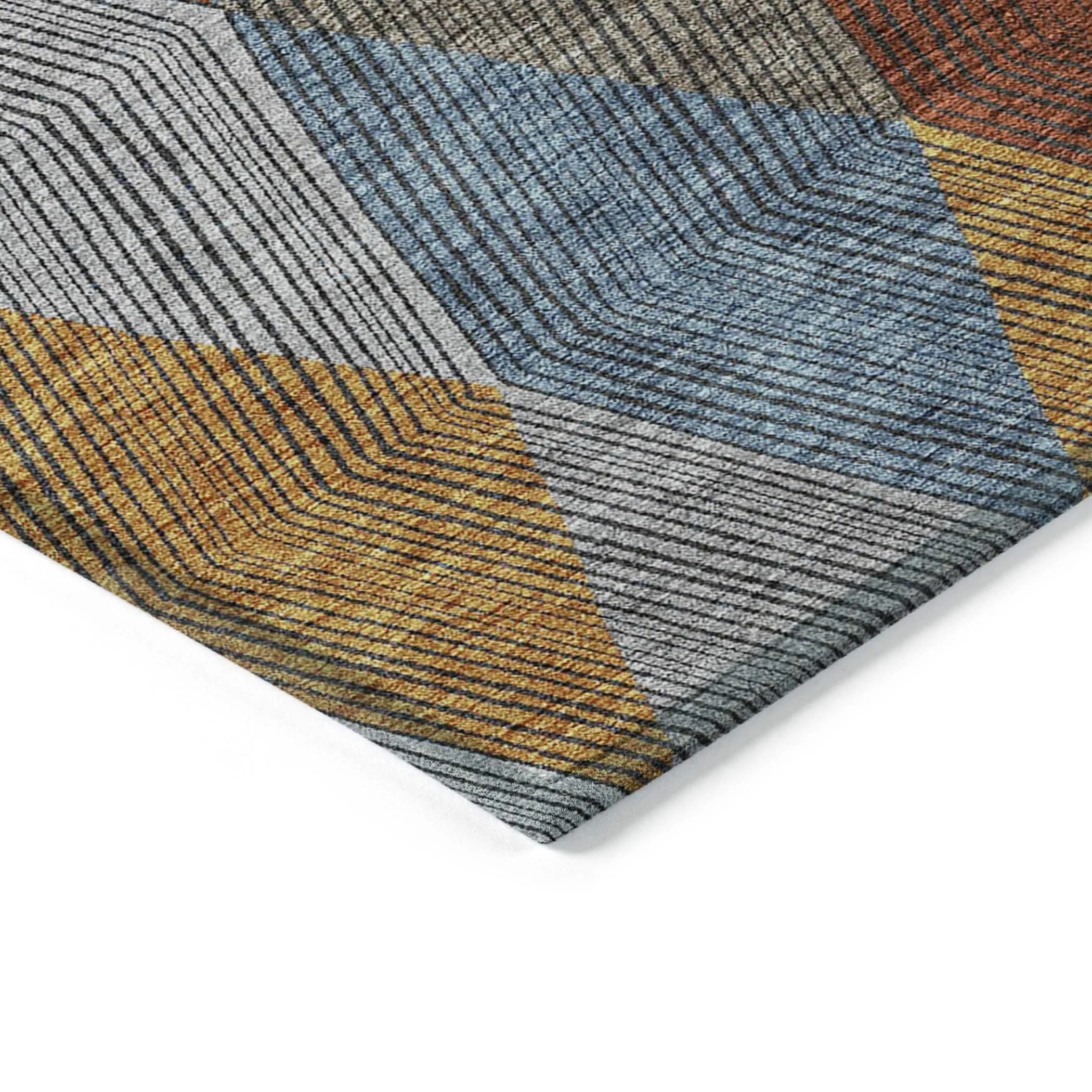 Machine Washable Indoor/ Outdoor Diamond Stripes Chantille Rug