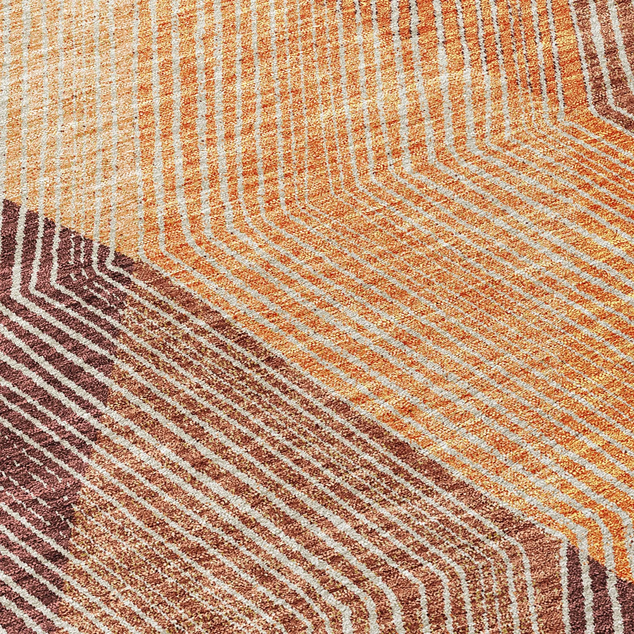 Machine Washable Indoor/ Outdoor Diamond Stripes Chantille Rug
