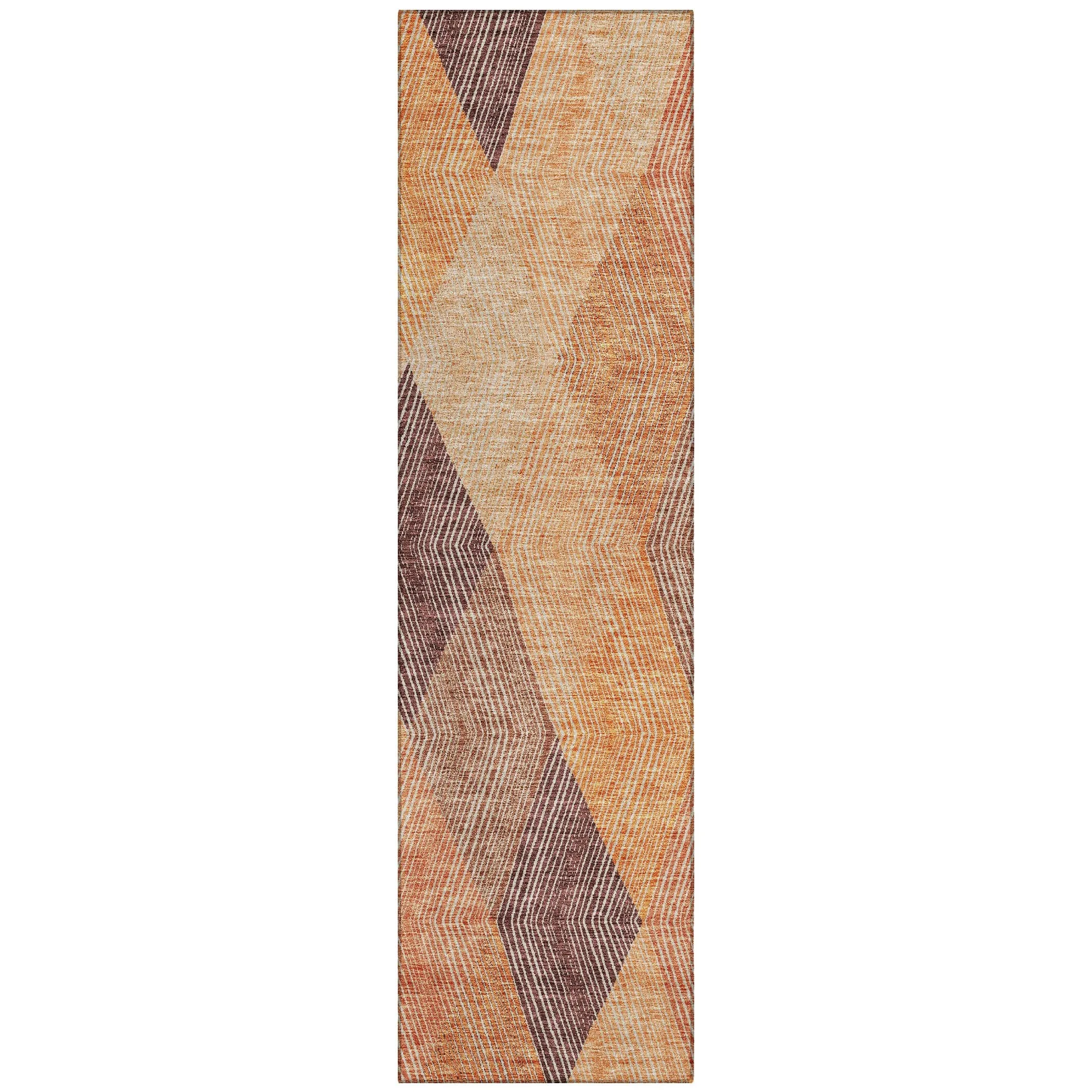 Machine Washable Indoor/ Outdoor Diamond Stripes Chantille Rug