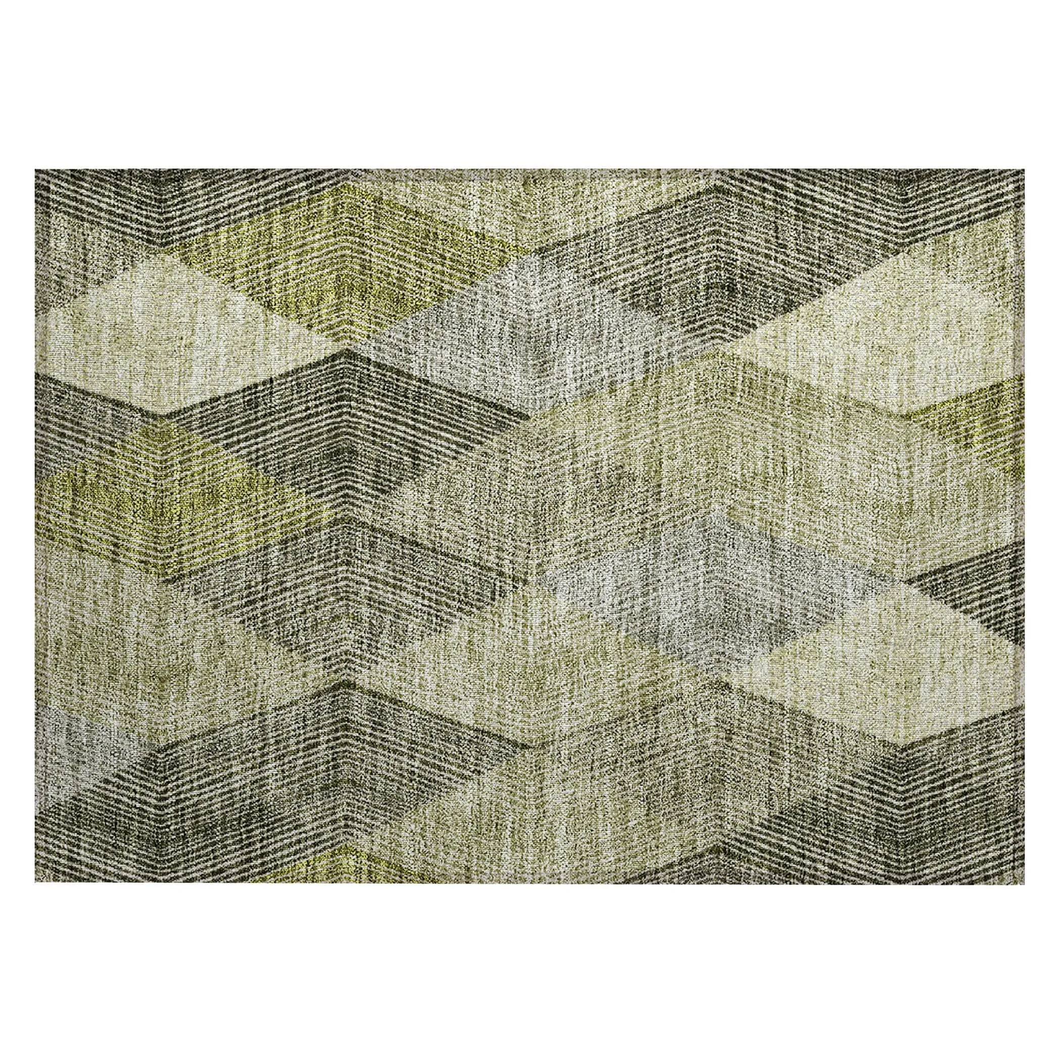 Machine Washable Indoor/ Outdoor Diamond Stripes Chantille Rug
