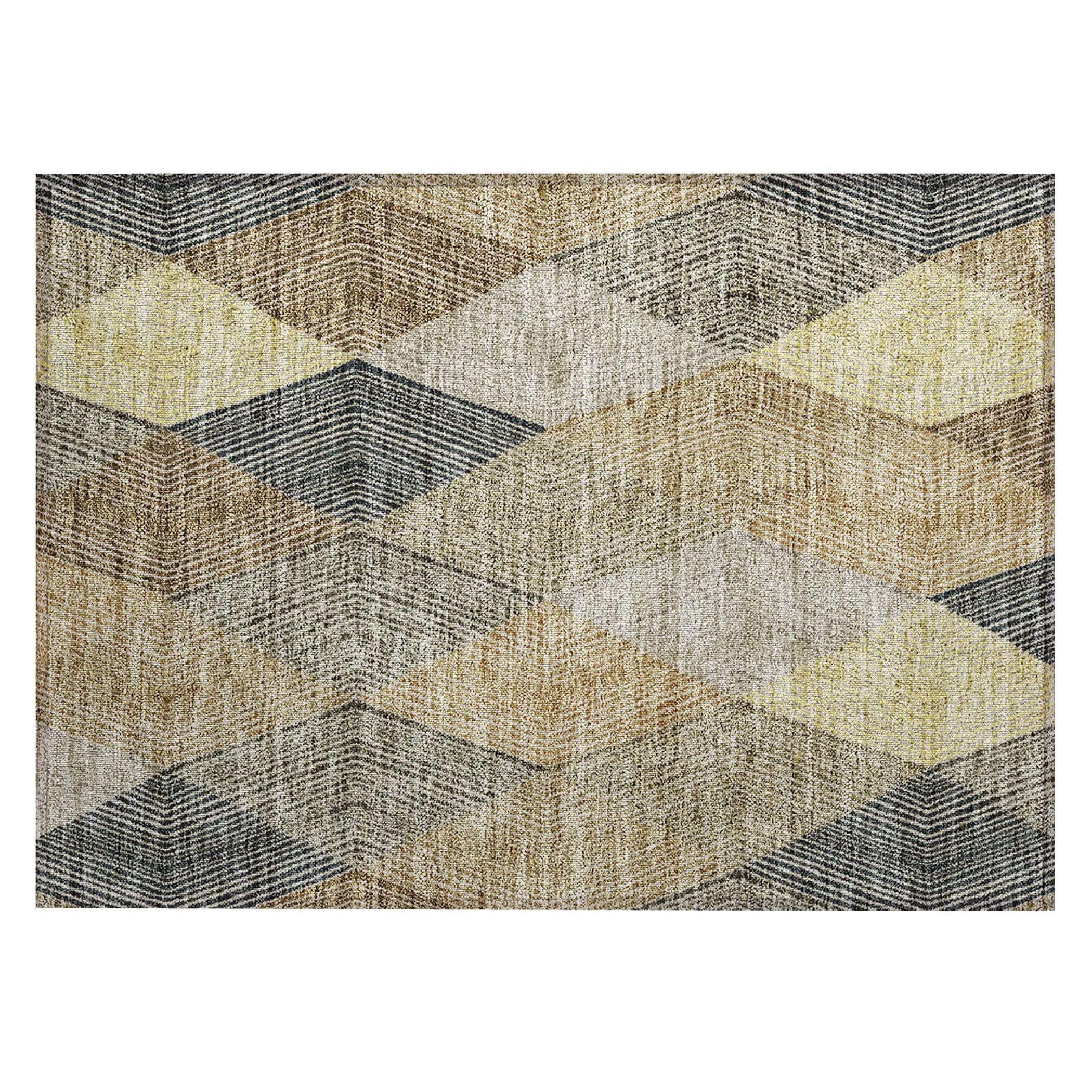 Machine Washable Indoor/ Outdoor Diamond Stripes Chantille Rug