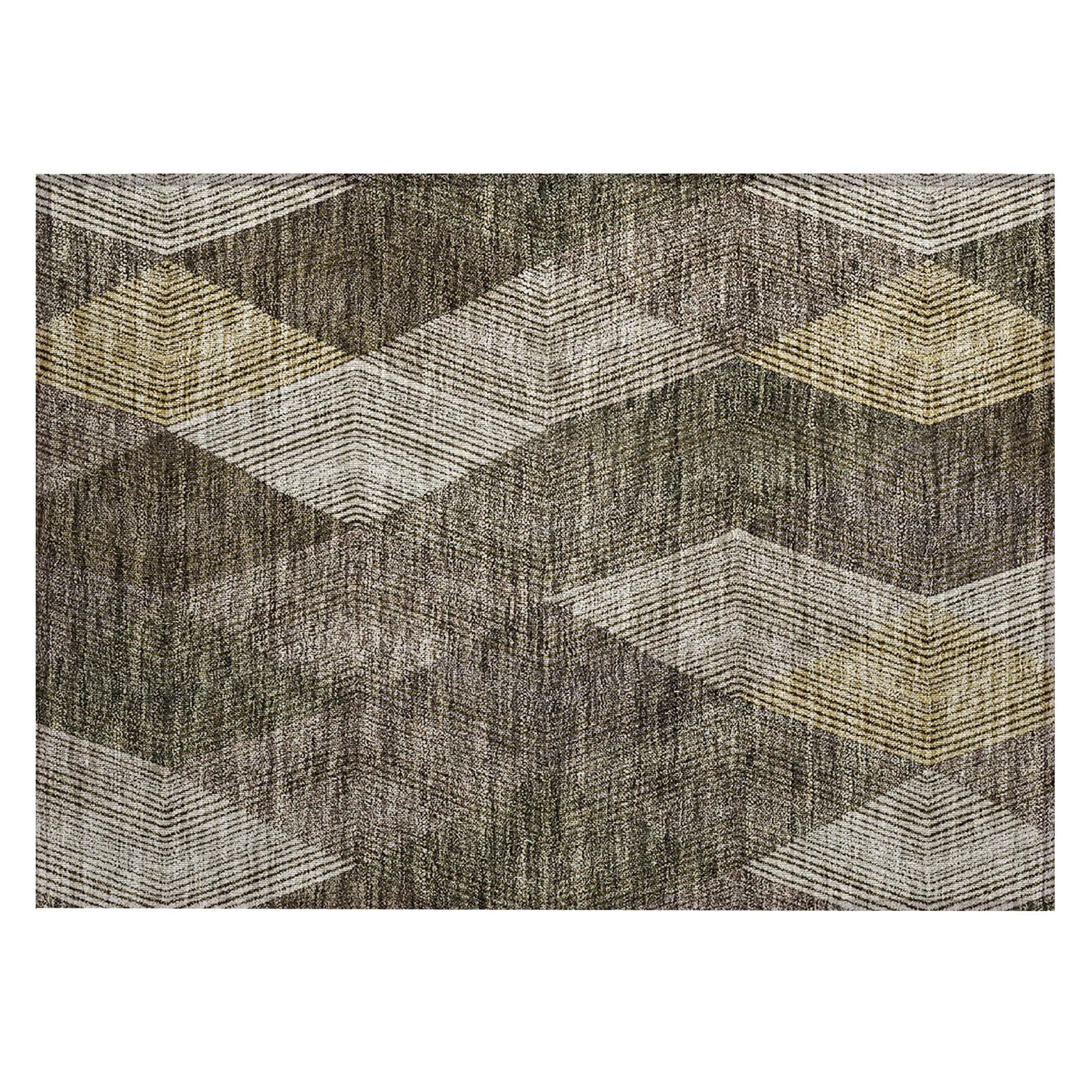 Machine Washable Indoor/ Outdoor Diamond Stripes Chantille Rug