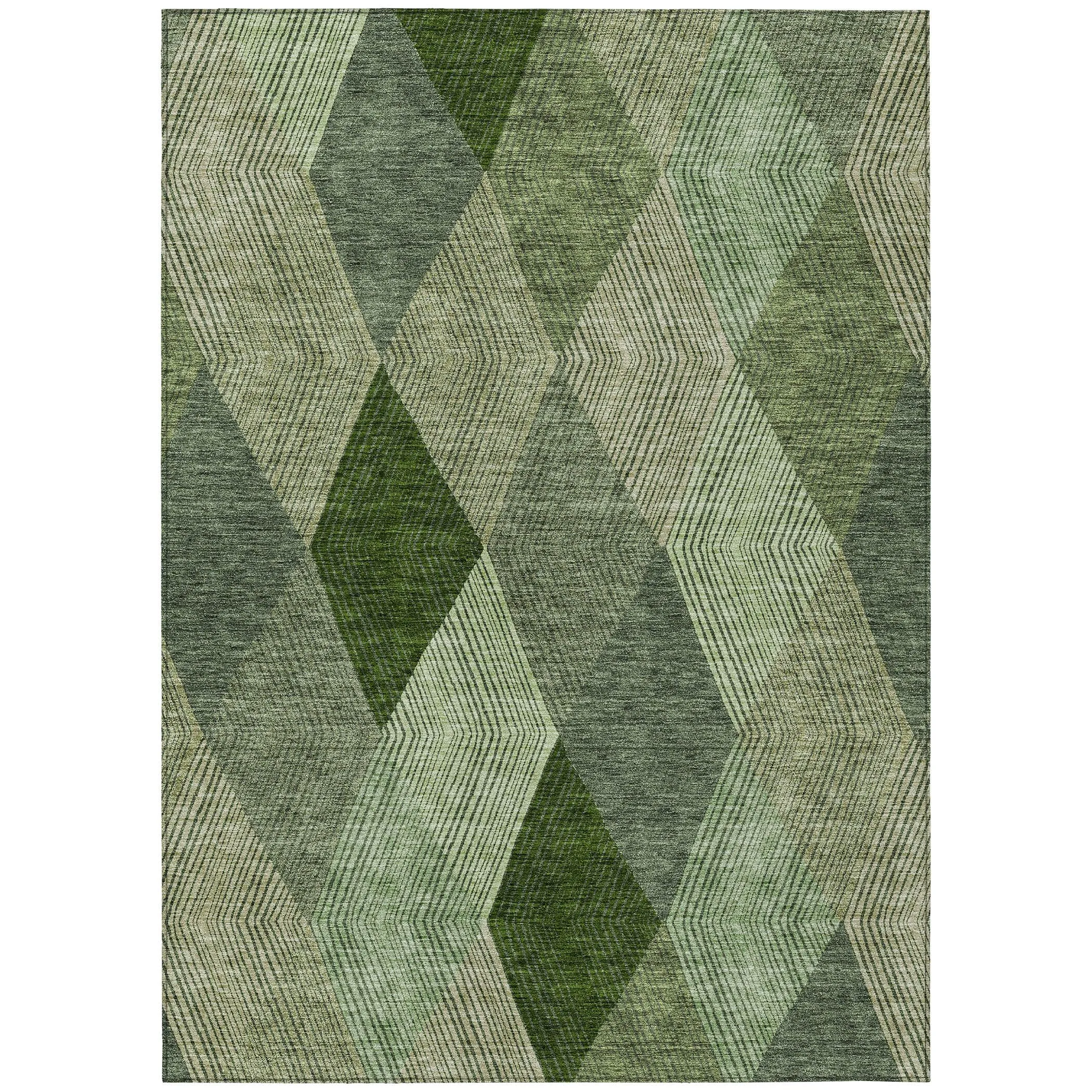 Machine Washable Indoor/ Outdoor Diamond Stripes Chantille Rug