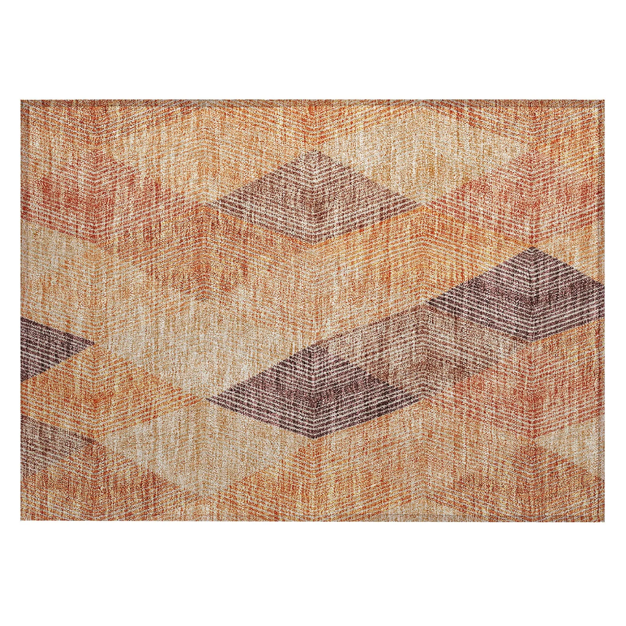 Machine Washable Indoor/ Outdoor Diamond Stripes Chantille Rug
