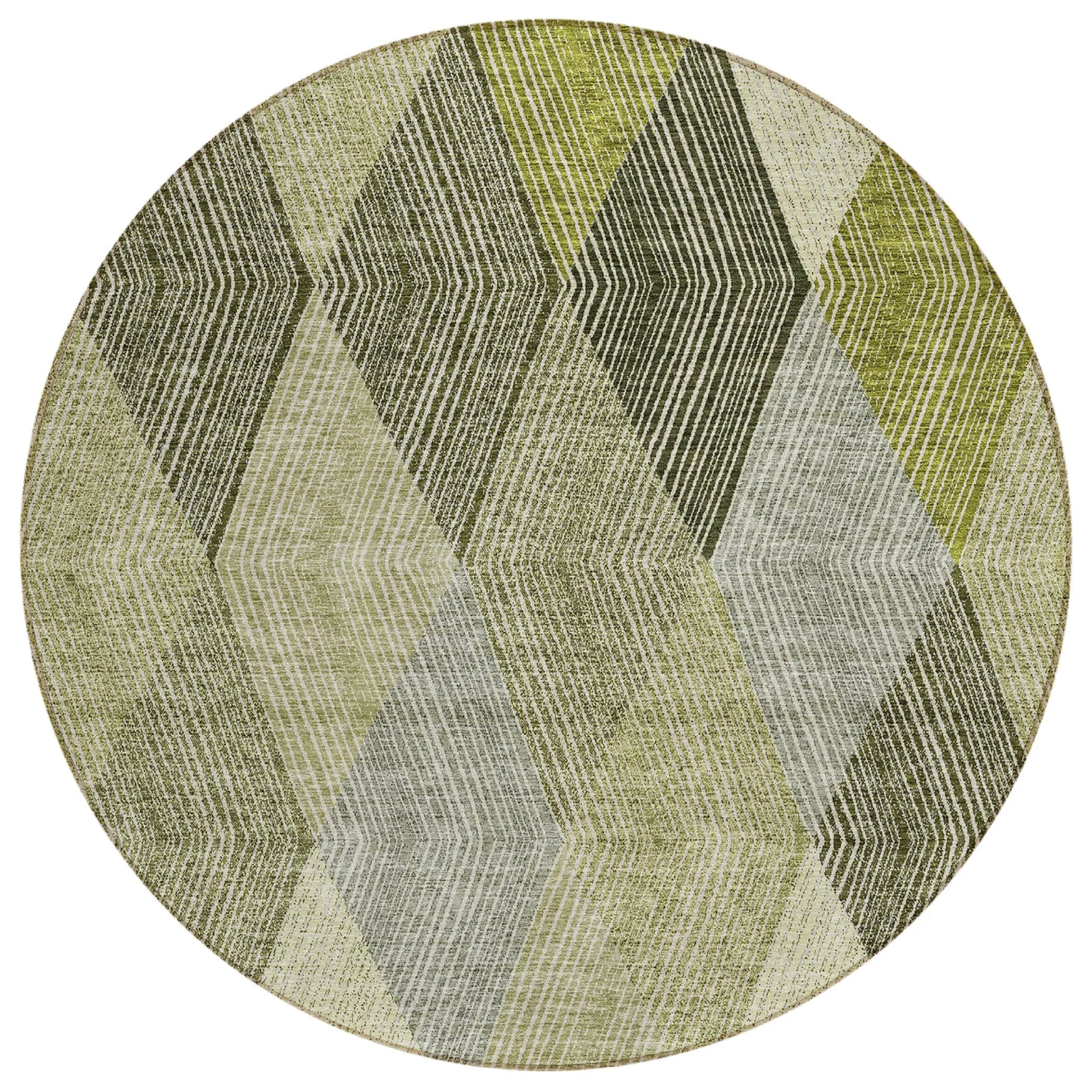Machine Washable Indoor/ Outdoor Diamond Stripes Chantille Rug