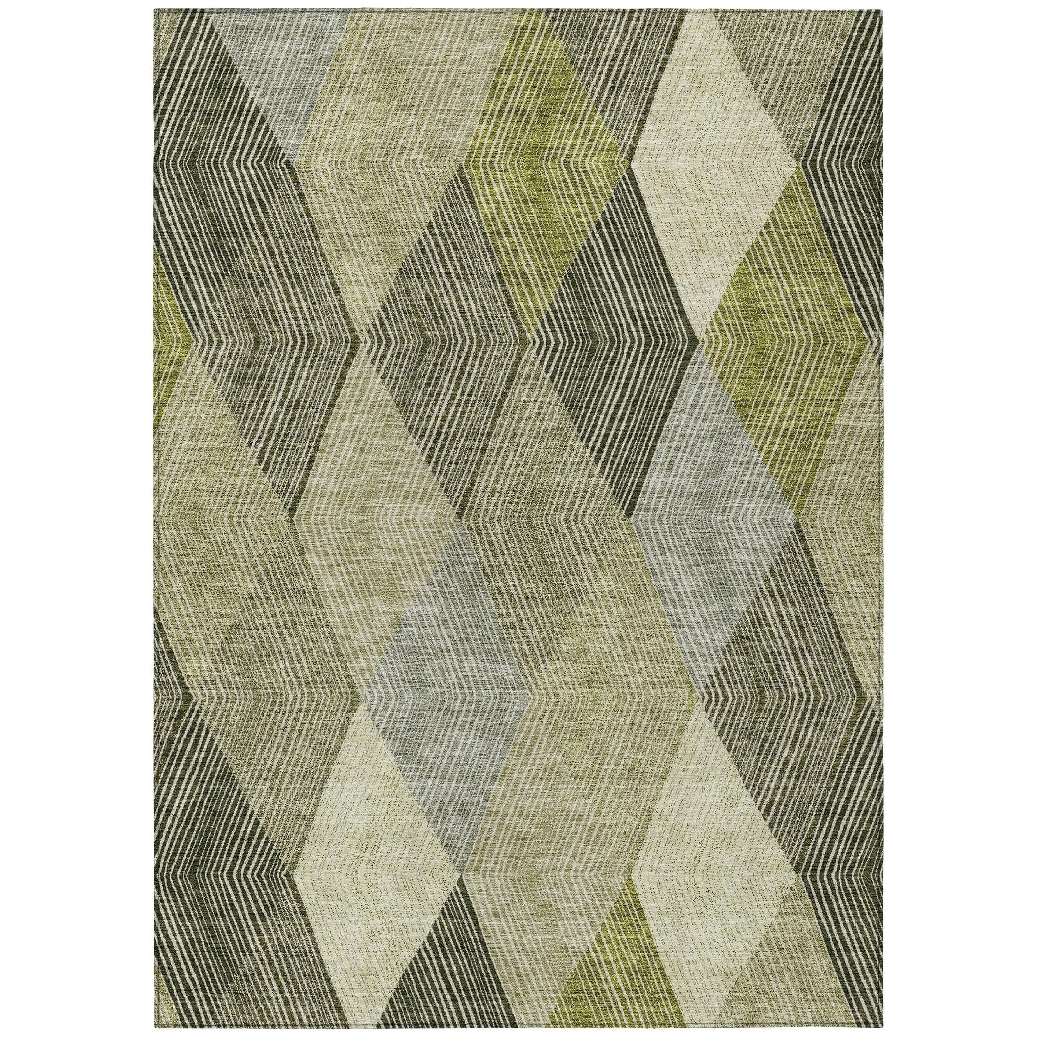 Machine Washable Indoor/ Outdoor Diamond Stripes Chantille Rug