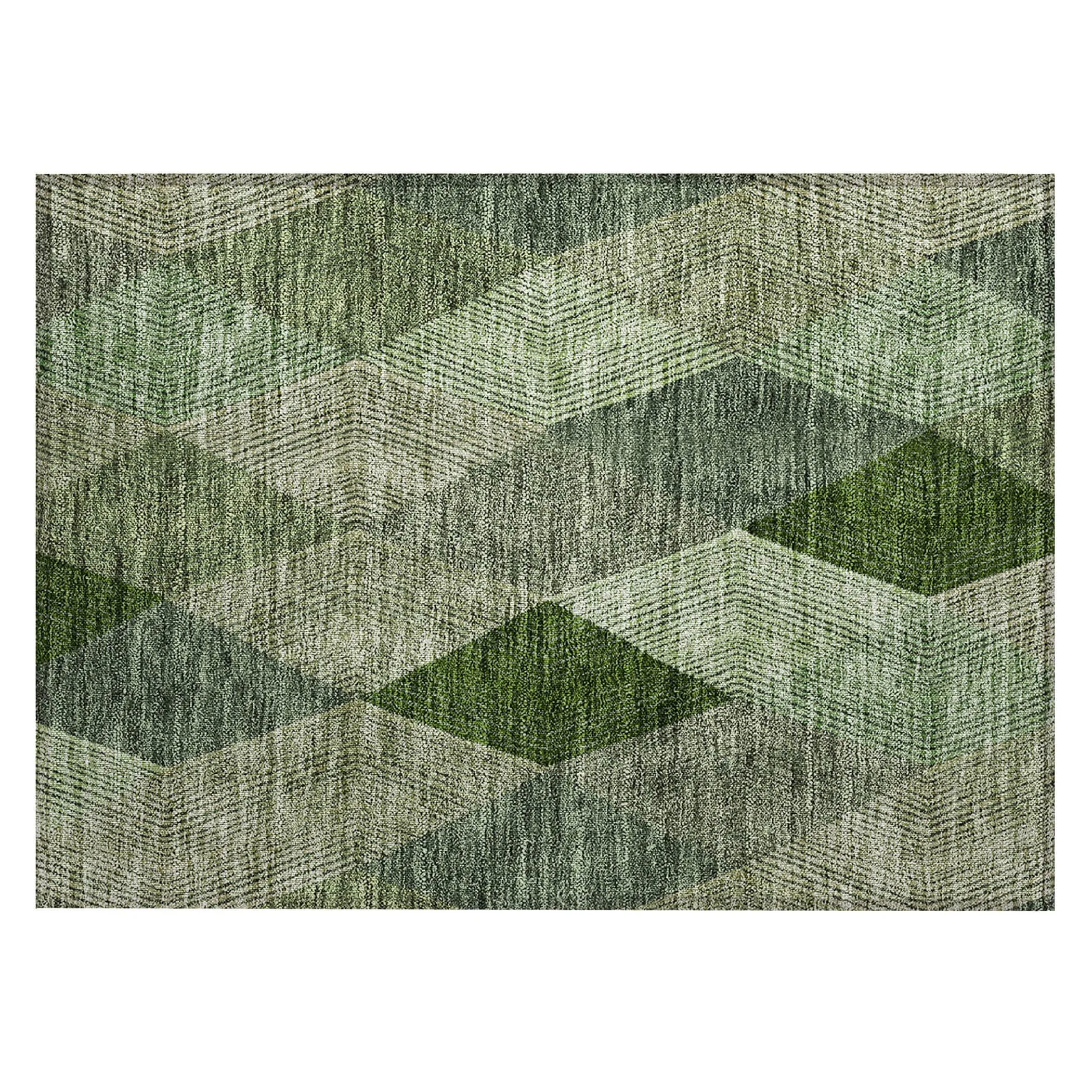 Machine Washable Indoor/ Outdoor Diamond Stripes Chantille Rug