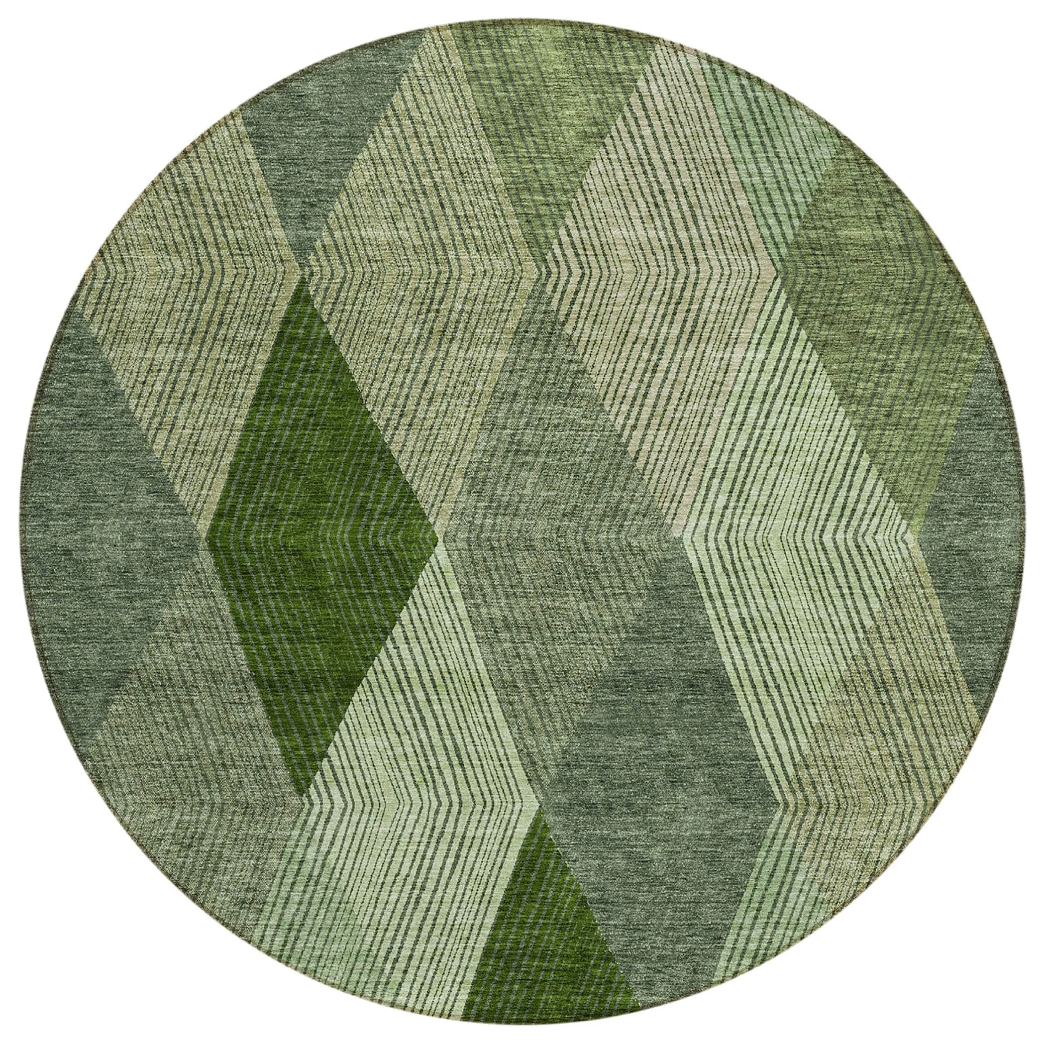 Machine Washable Indoor/ Outdoor Diamond Stripes Chantille Rug