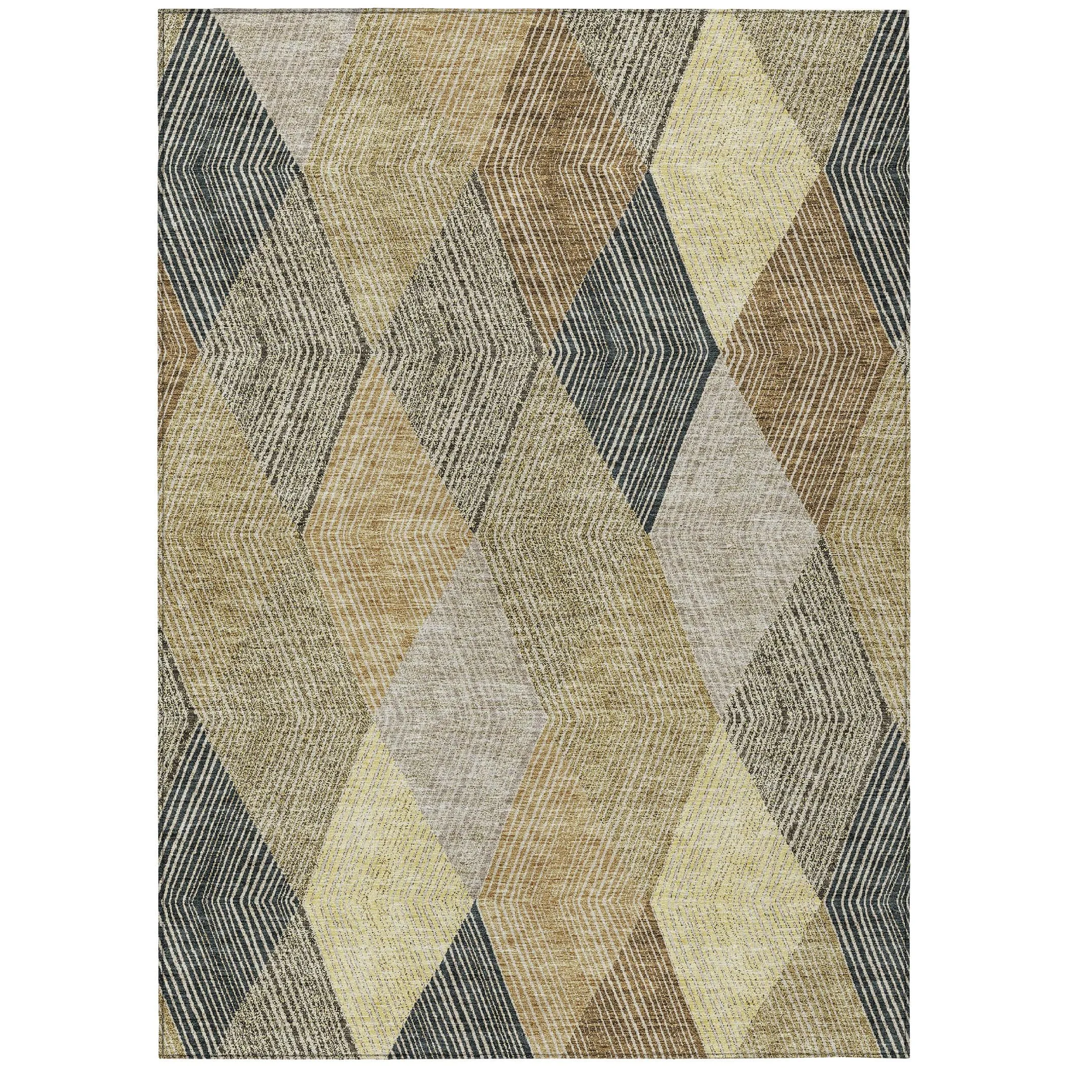 Machine Washable Indoor/ Outdoor Diamond Stripes Chantille Rug