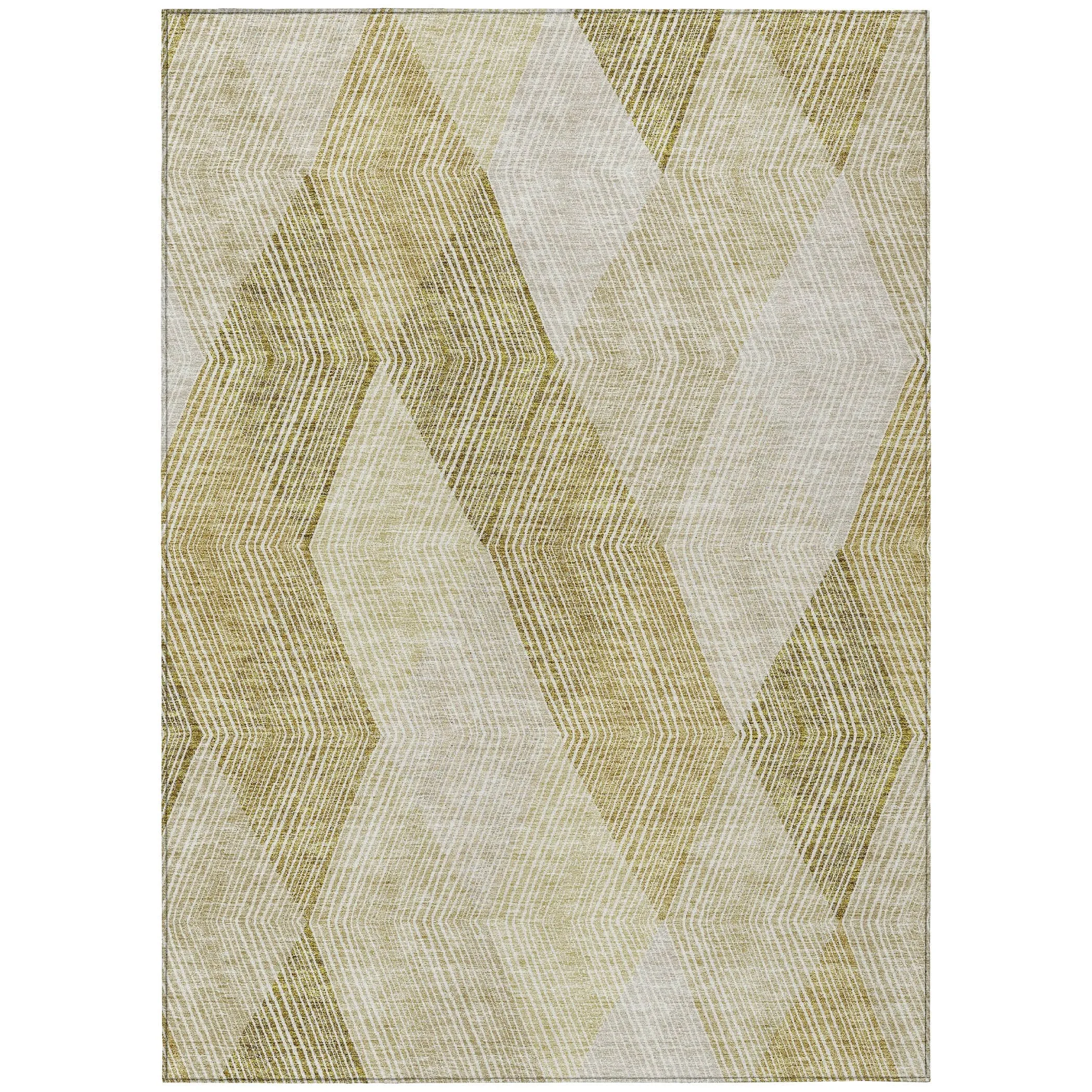 Machine Washable Indoor/ Outdoor Diamond Stripes Chantille Rug