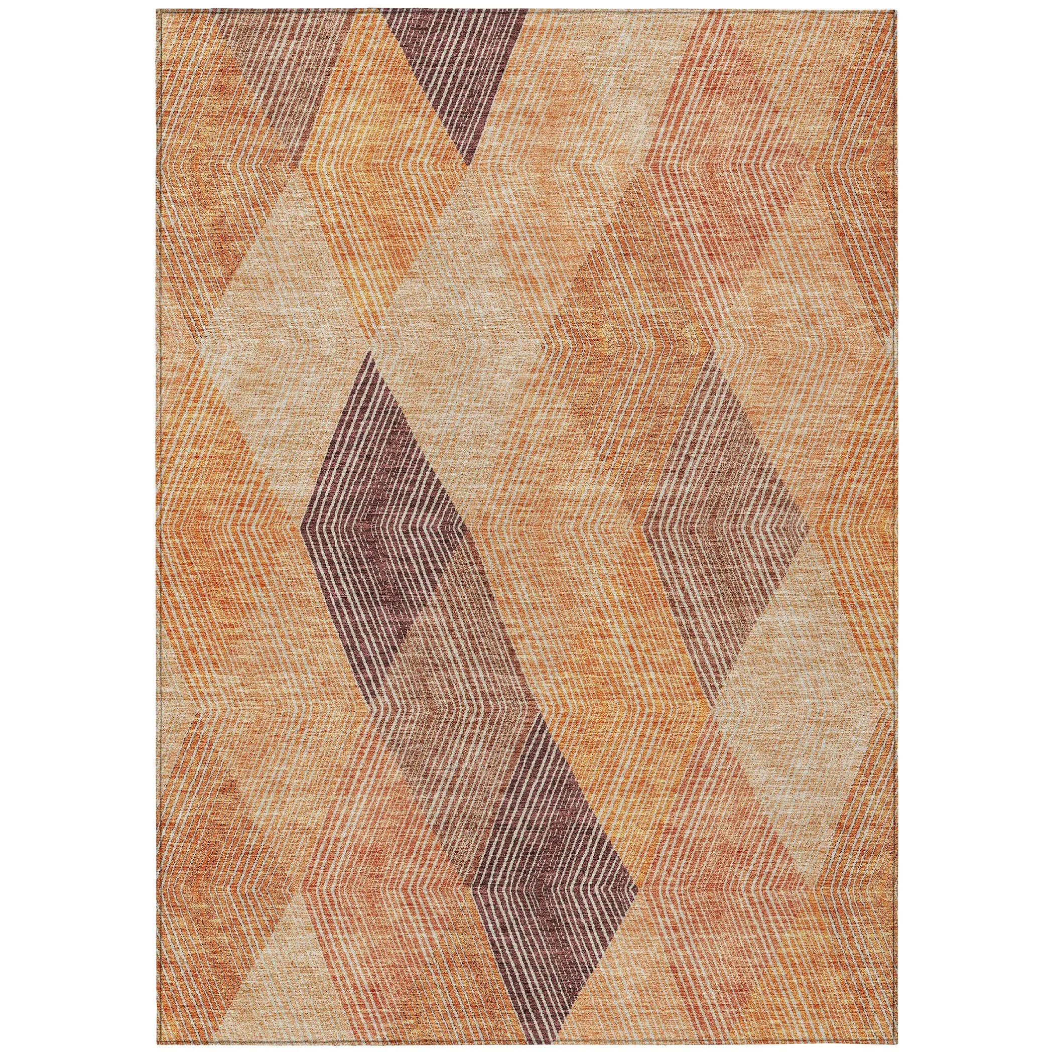 Machine Washable Indoor/ Outdoor Diamond Stripes Chantille Rug