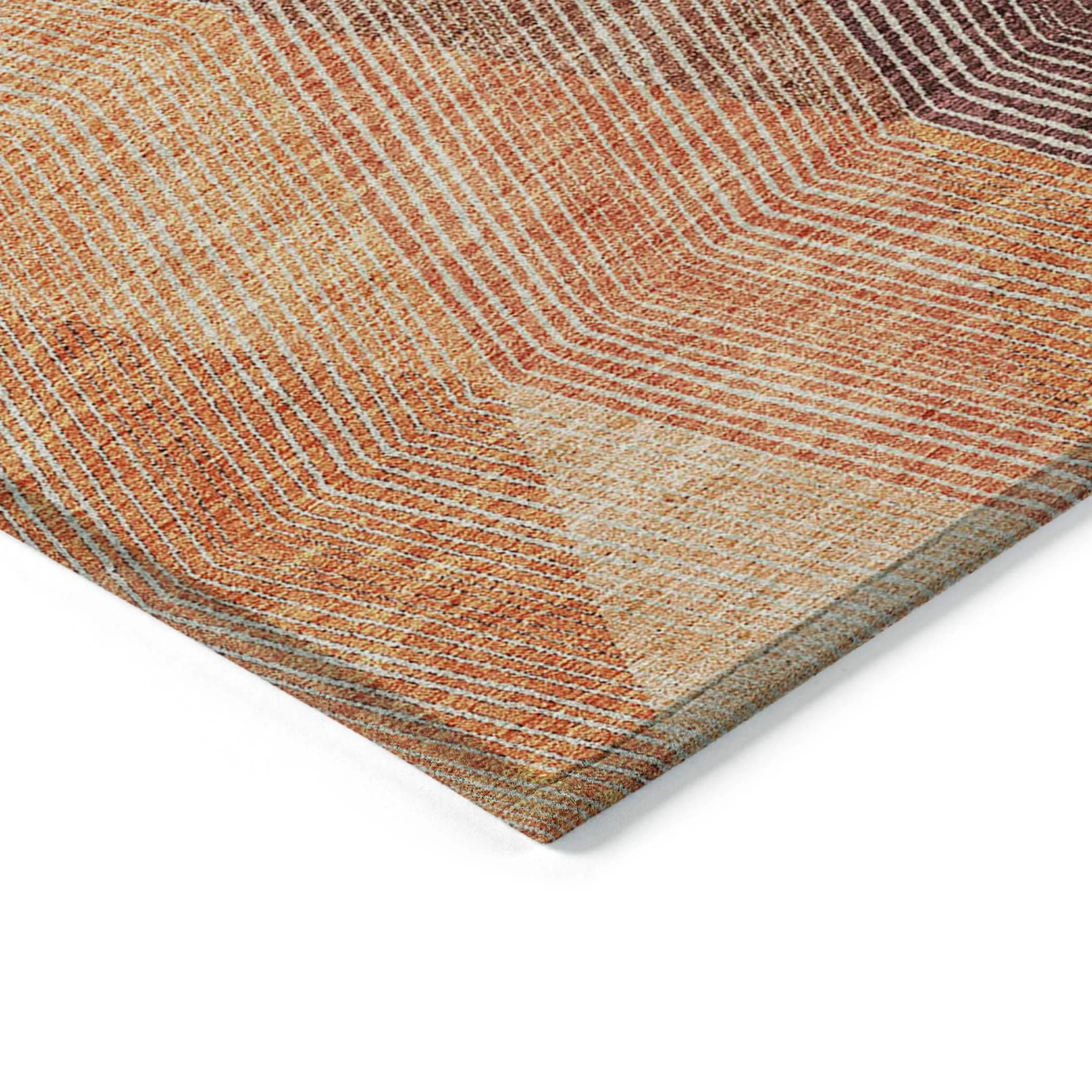 Machine Washable Indoor/ Outdoor Diamond Stripes Chantille Rug