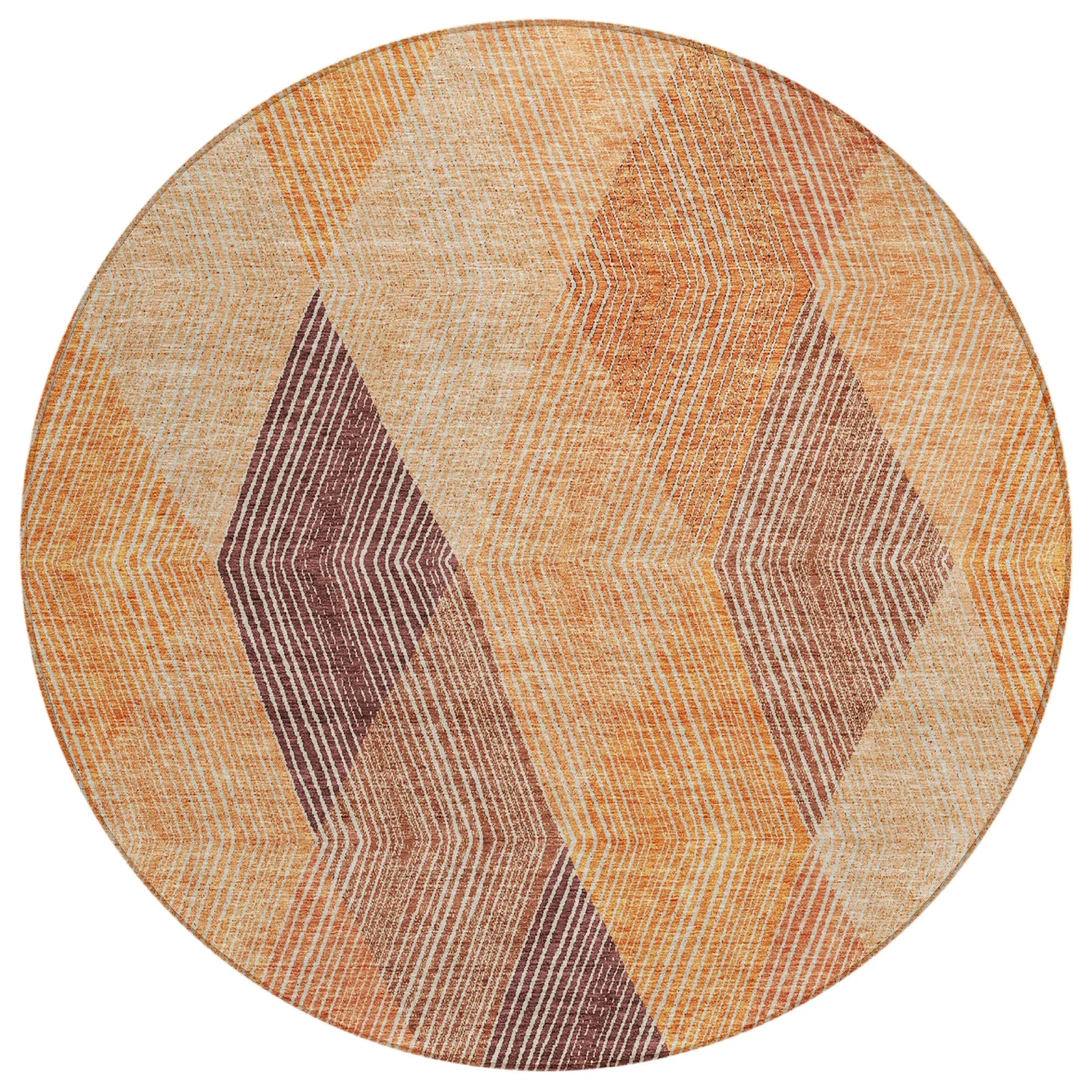 Machine Washable Indoor/ Outdoor Diamond Stripes Chantille Rug