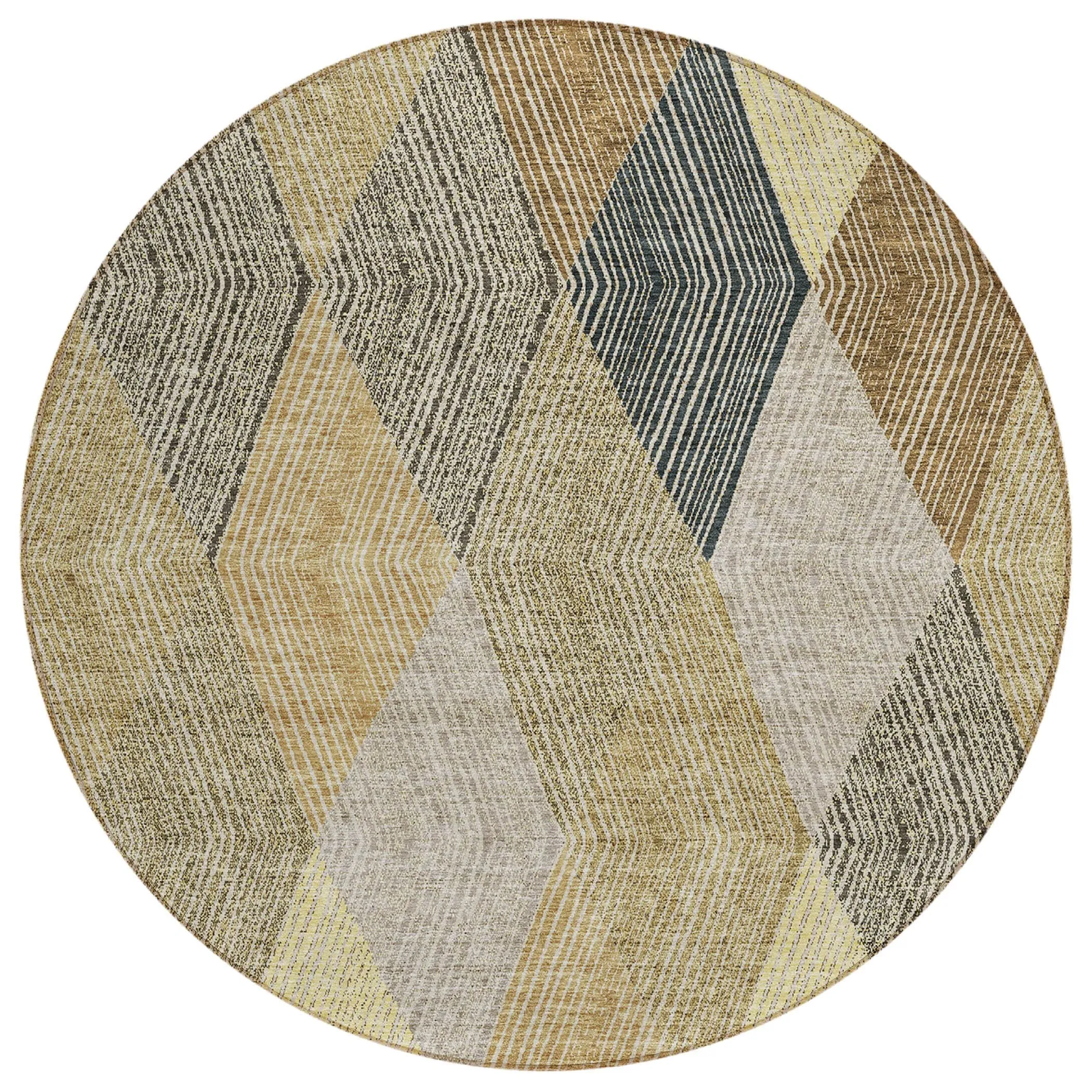 Machine Washable Indoor/ Outdoor Diamond Stripes Chantille Rug