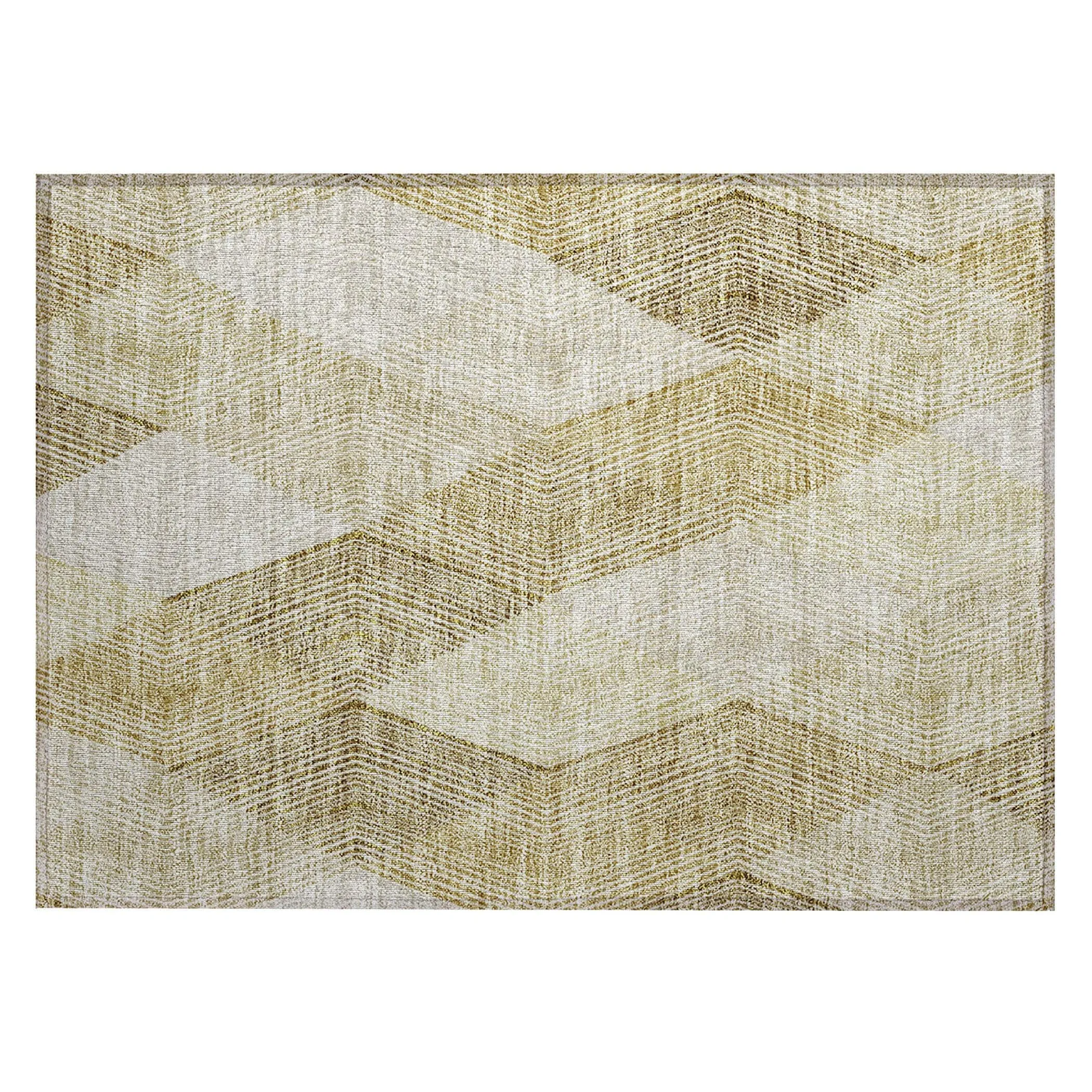 Machine Washable Indoor/ Outdoor Diamond Stripes Chantille Rug