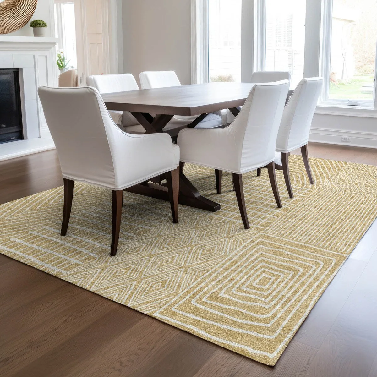 Machine Washable Indoor/ Outdoor Geo Patchwork Chantille Rug