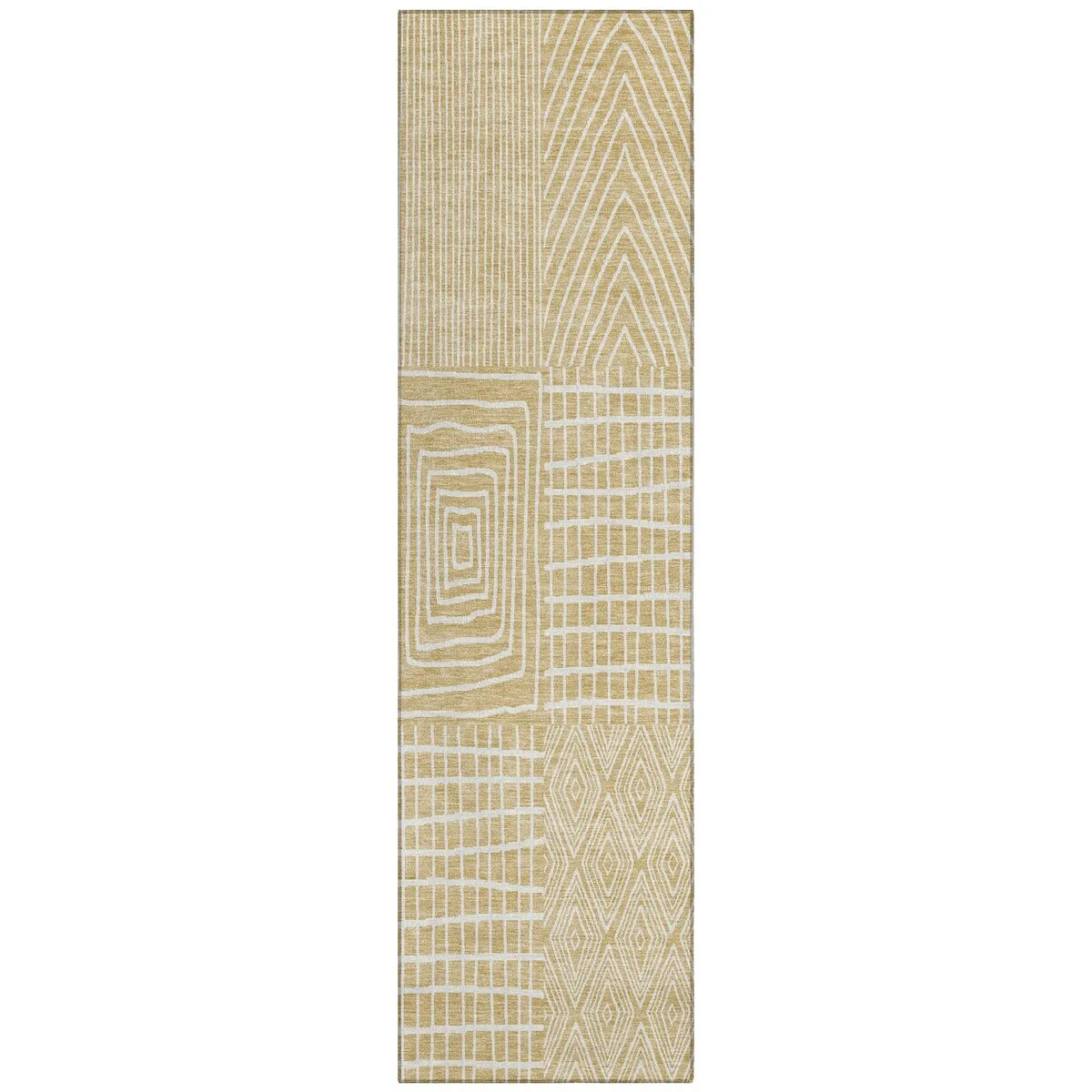 Machine Washable Indoor/ Outdoor Geo Patchwork Chantille Rug